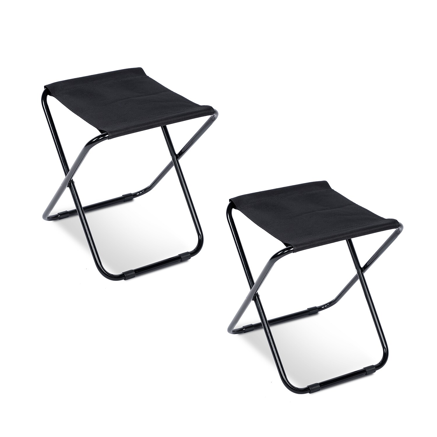 Black Metal Folding Camping Stool with Oxford Cloth Seat