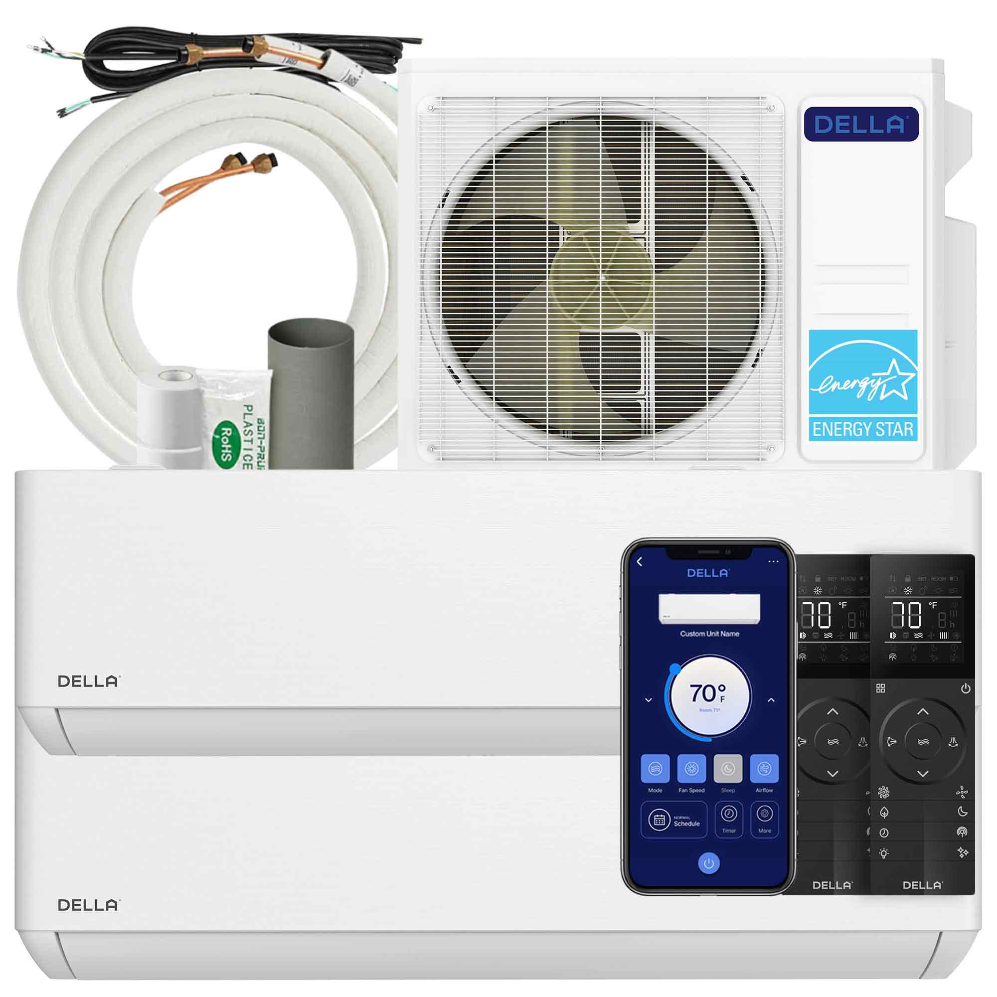 DELLA  18K BTU ODU 2 Zone 9000 9000 BTU Multi Zone Mini Split AC