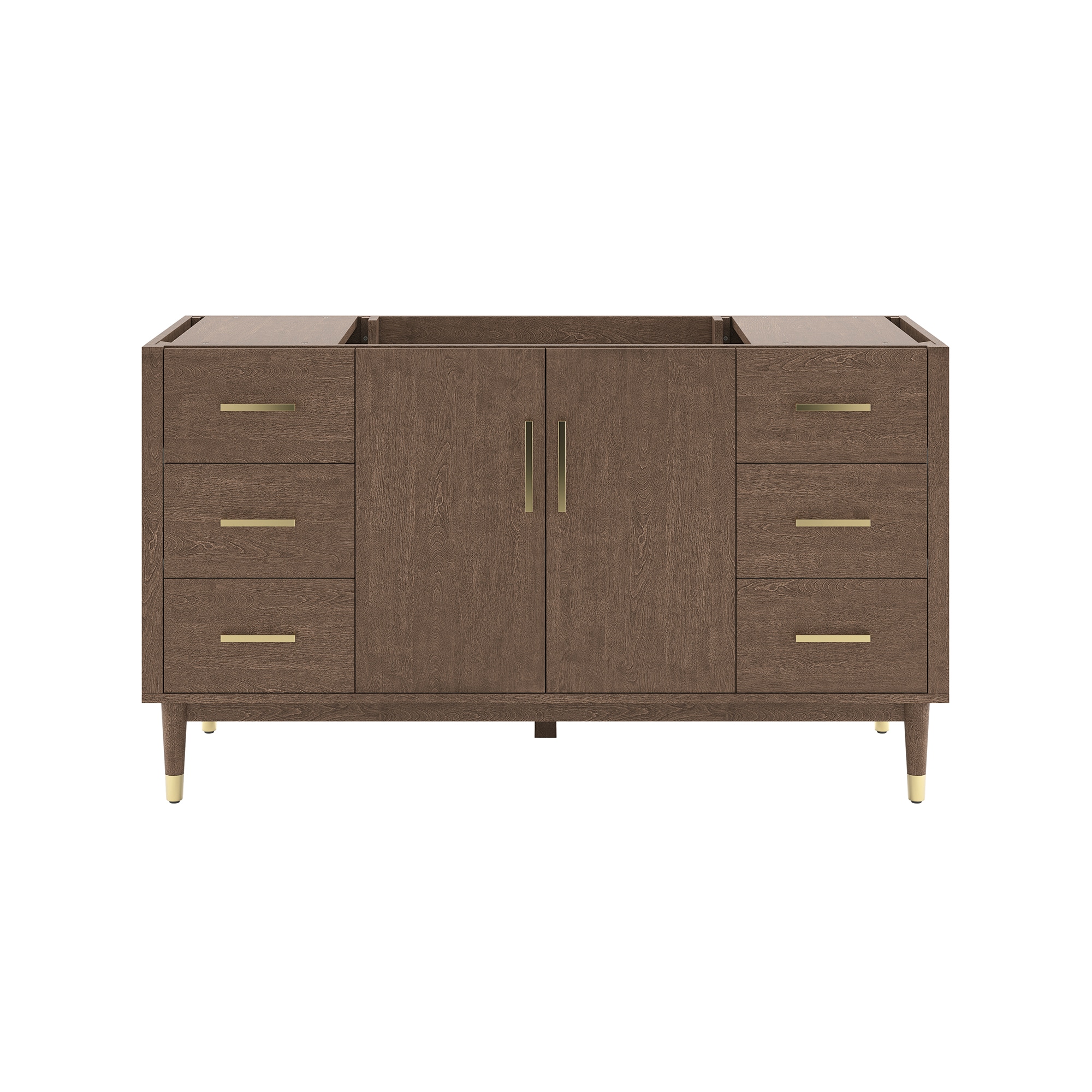 Fresca FCB4460MBIR Sawyer 60-in Mocha Birch Bathroom Vanity Base Cabinet without Top