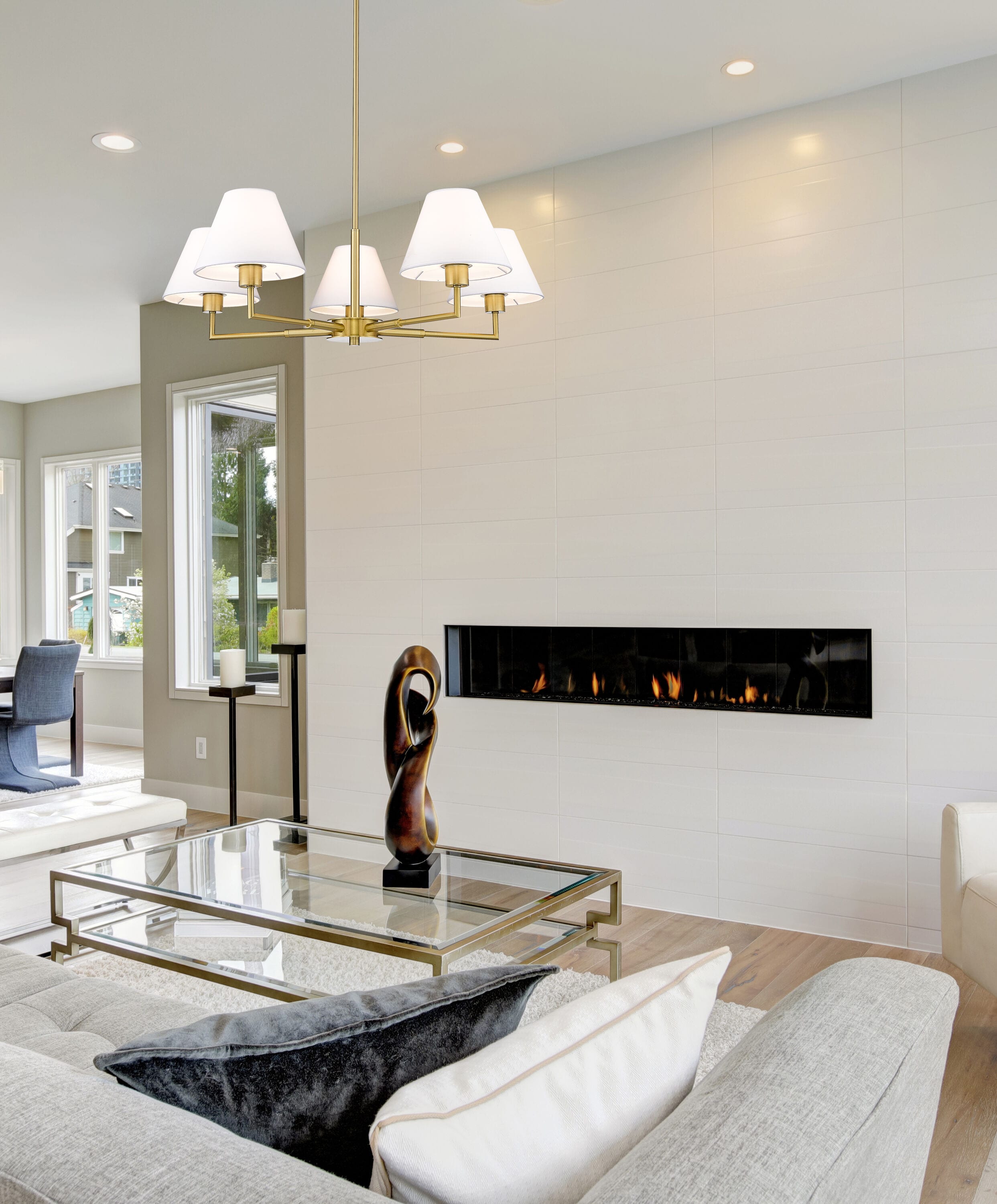 Leila Luxe Gold 5-Light Chandelier with Conical Shades
