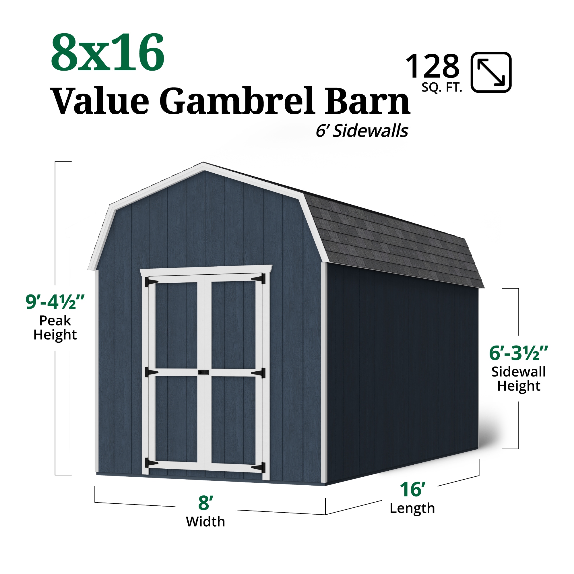 Little Cottage Co 8X16 VGB-6-PC-FK Wood-Storage-Buildings - View #3