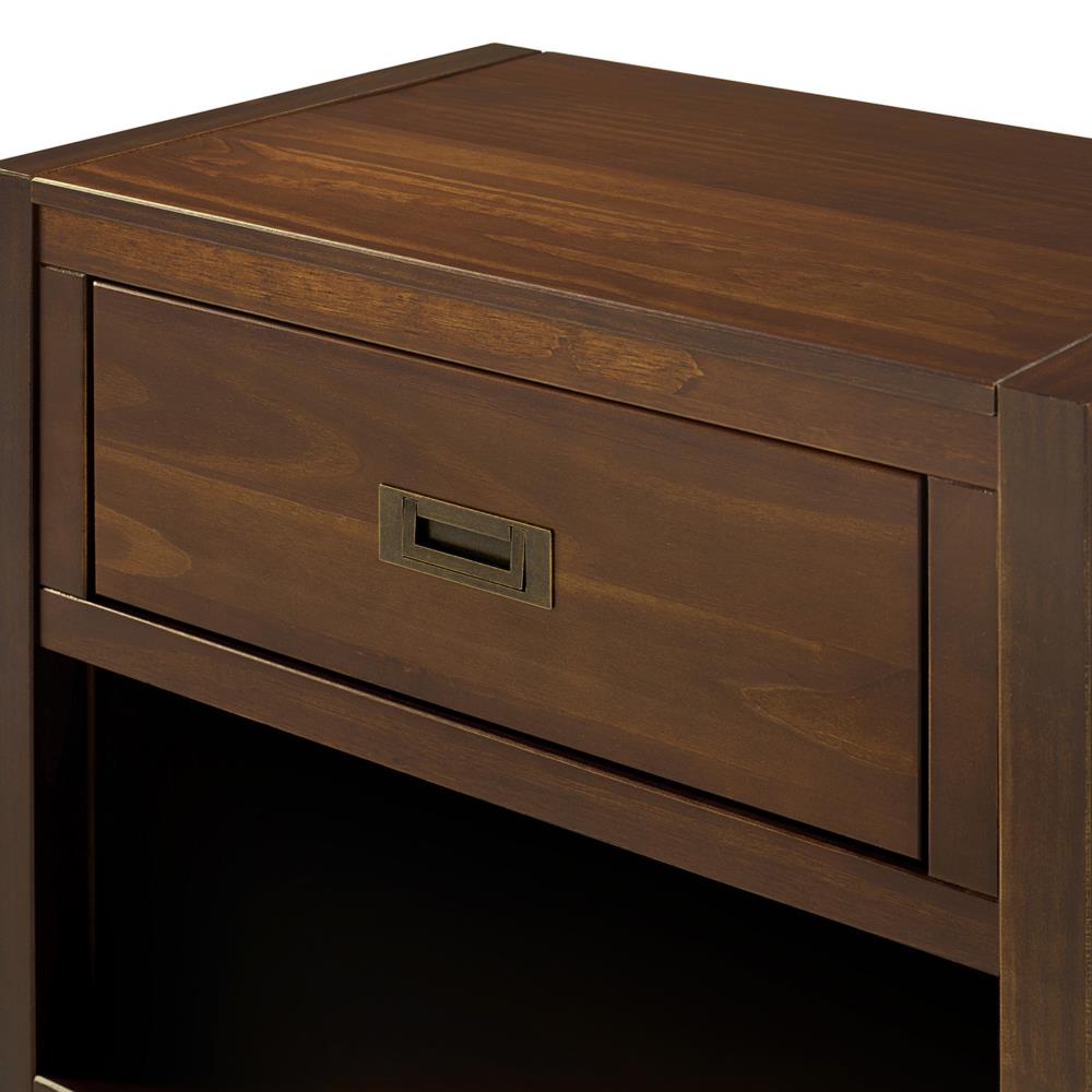 Walker Edison Walnut Pine Nightstand In The Nightstands Department At 