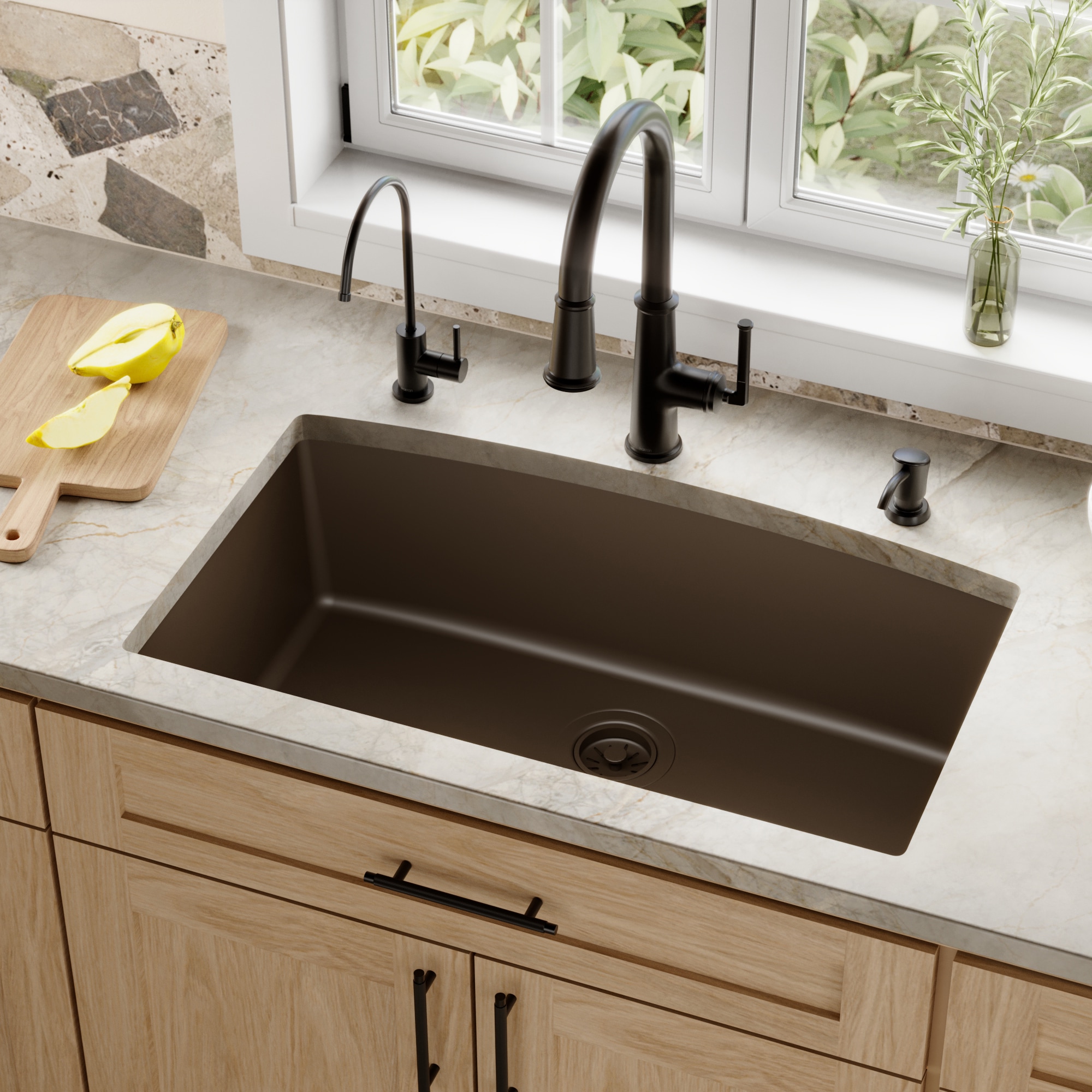Karran - Undermount 32-in x 19.5-in Quartz Single bowl Kitchen Sink