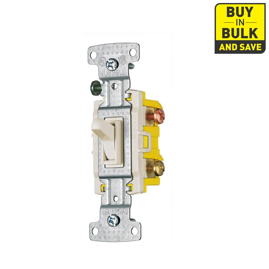 Hubbell RS315LA5Z 15-amp 3-way Framed Toggle Light Switch, Light Almond (5-Pack)