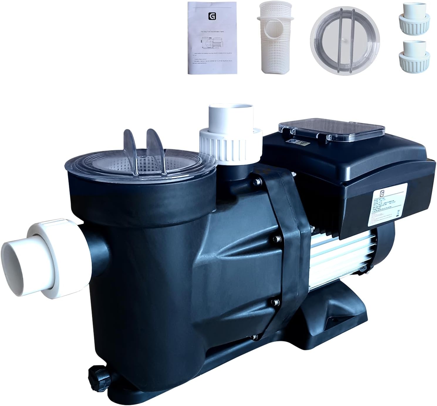 GAOMON Metal Pool Pump- Dual Speed Dual Voltage US Plug- Quiet Operation Pool Pump for Above Ground Inground Pool 110V-220V 1.5HP