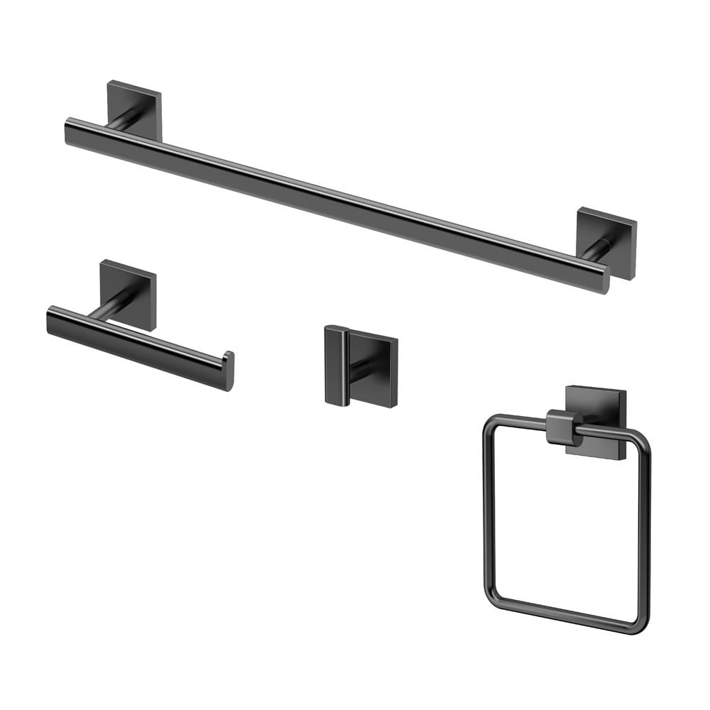 Gatco 4-Piece Elevate Matte Black Decorative Bathroom Hardware Set In ...