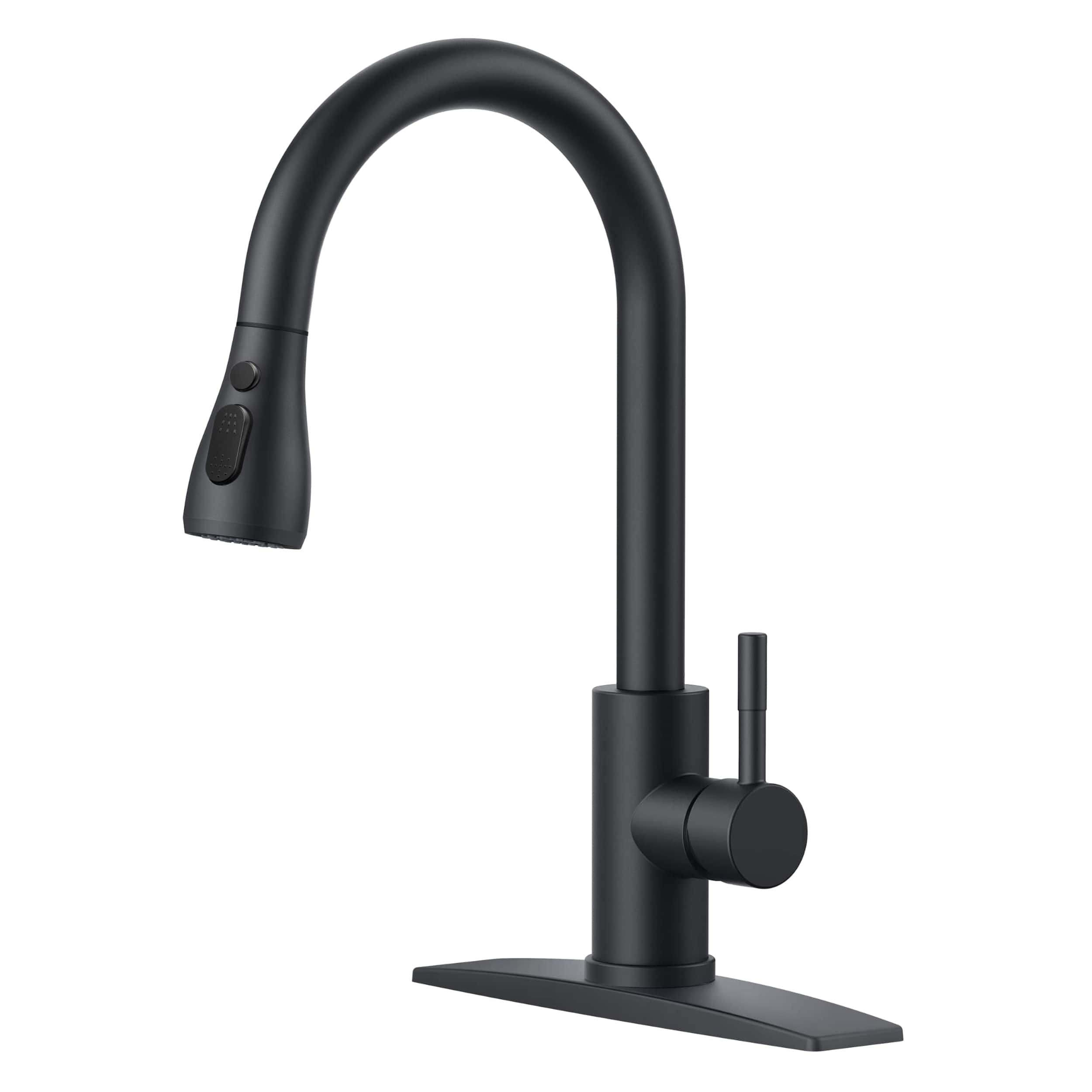 Etokfoks Black Kitchen Faucet High Arc Single Handle Pull Down Sprayer Stainless Steel 14.76 in Tall 1 or 3 Hole 1 Piece #LET1228F10