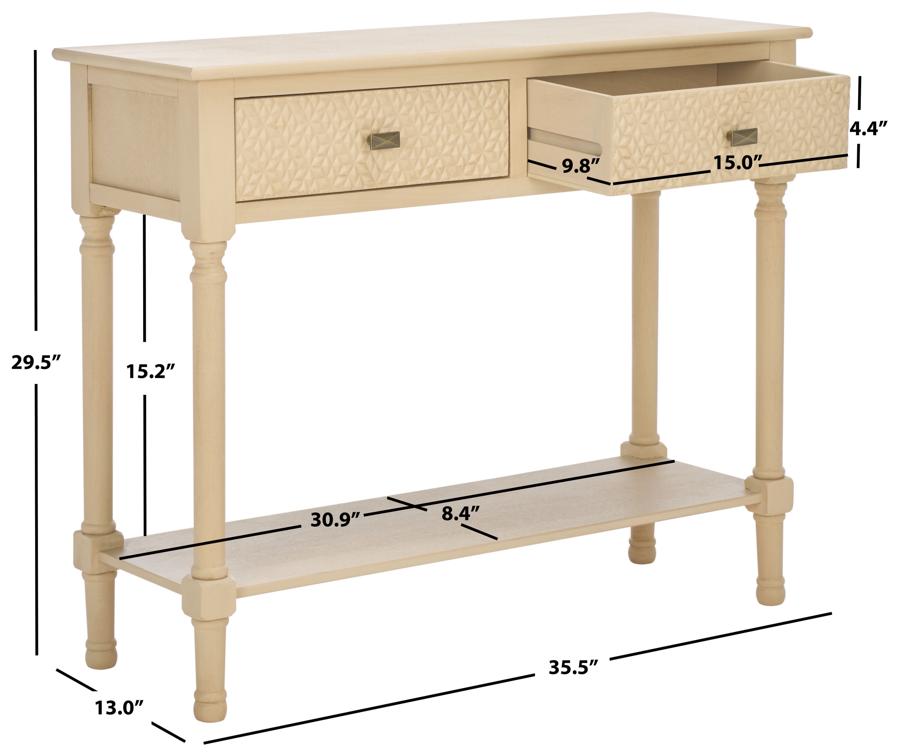 Natural Wood and Metal 2-Drawer Console Table