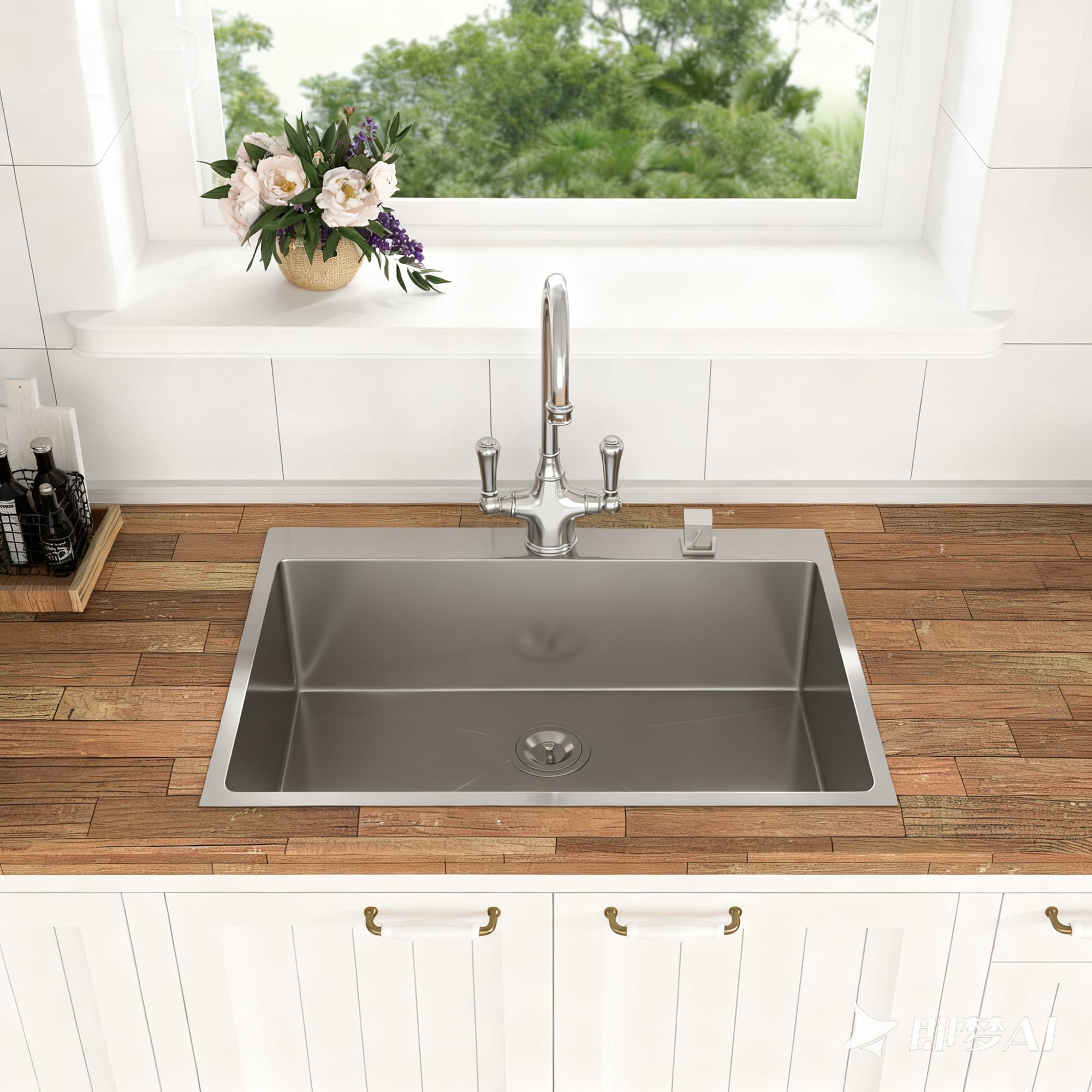 LUXEYARD 36 x 22 x 9 inch Kitchen Sink Drop In 16 Gauge Stainless Steel 36in Single Bowl Topmount Kitchen Sink Basin