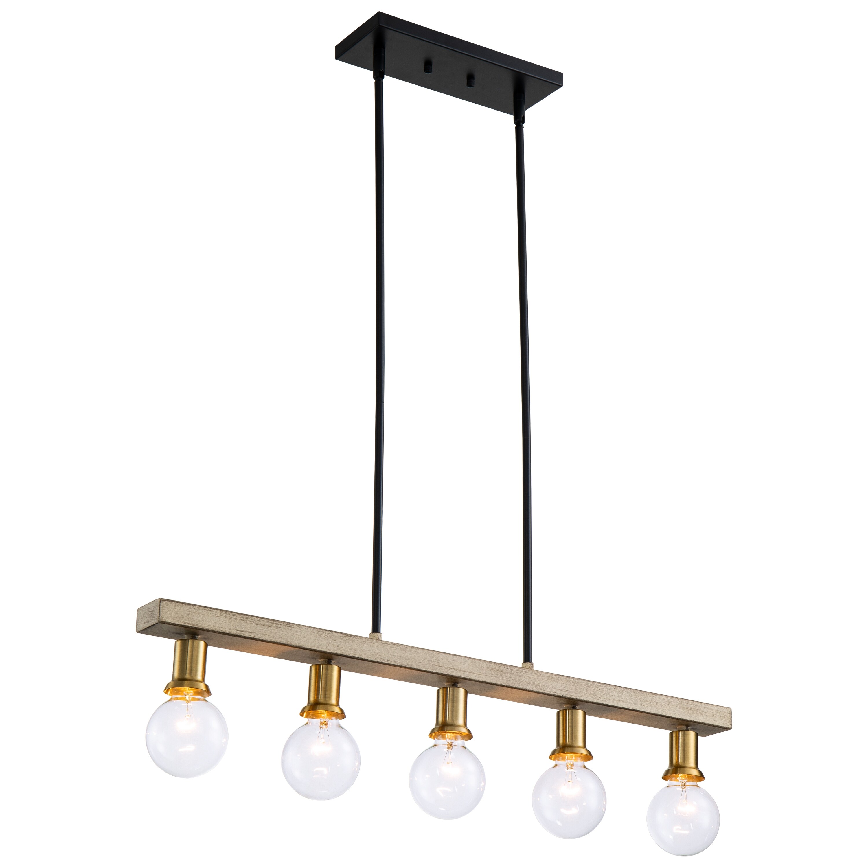 C Cattleya CA1977-5H 5-Light Woodgrain Farmhouse Linear Hanging Kitchen Island Light