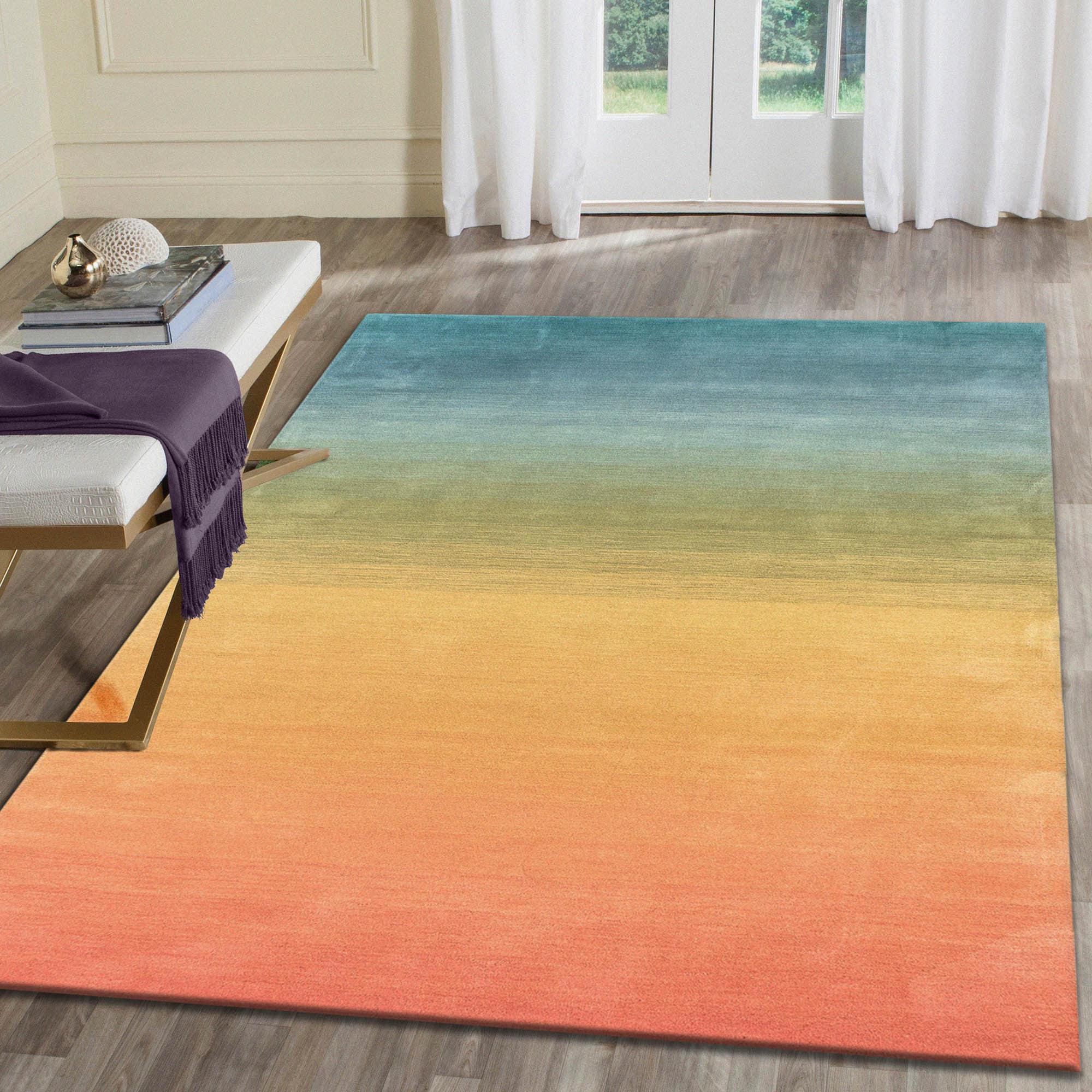 Rainbow Wool floor mat Wool online foot mat Wool small rug Floor carpet