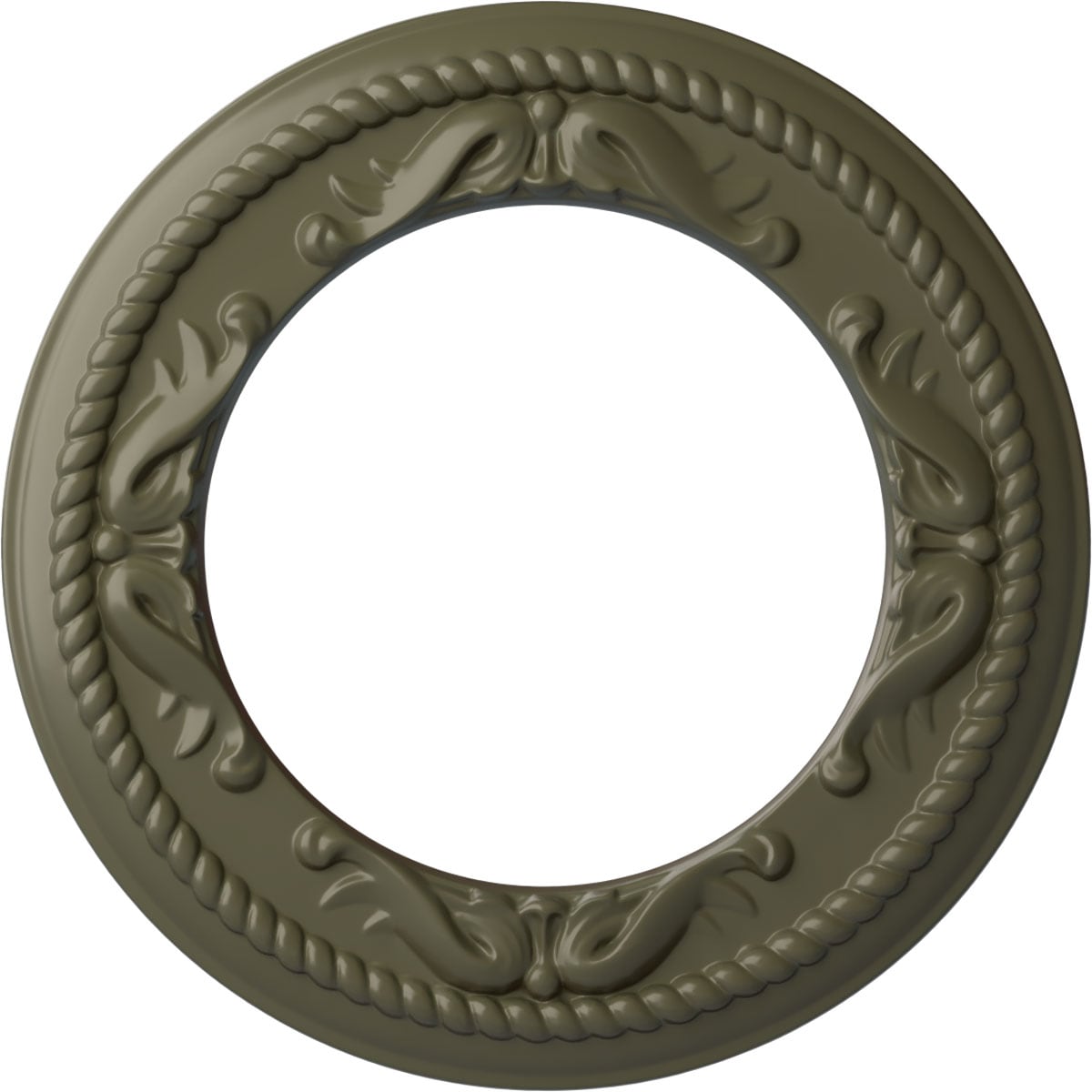 Ekena Millwork CM12MEPTF Roped Medway 12.25-in W x 12.25-in L Painted Turtle Polyurethane Whole Ceiling Medallion