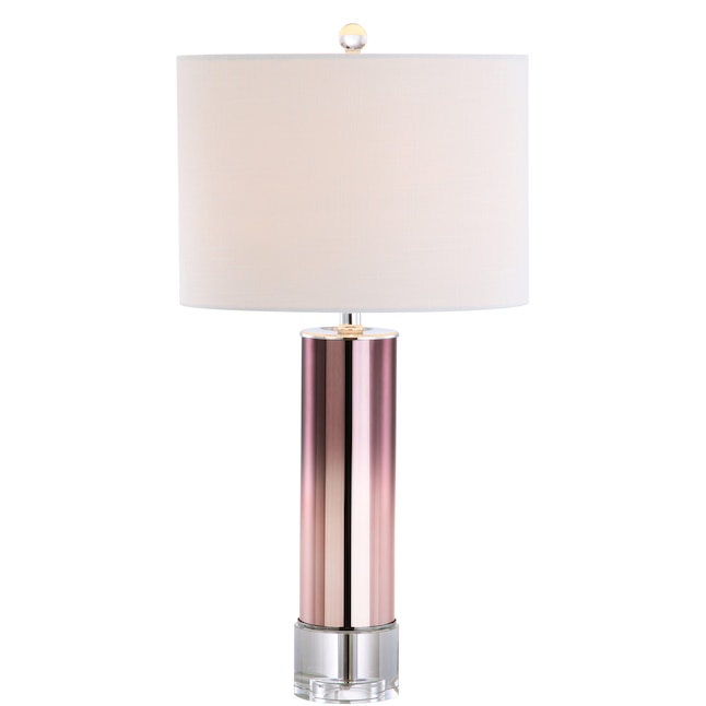 Chrome Rotary Socket Table Lamp, Rose Gold Table Lamp With Pink Shade