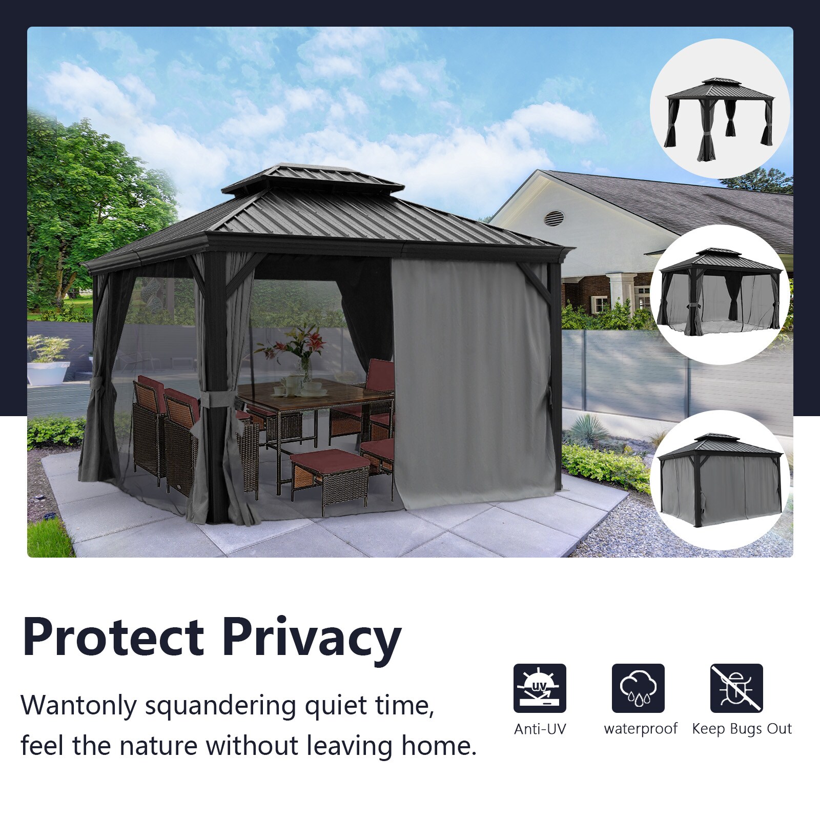 NOBLEMOOD LS-2002BK Wood-Resin-Gazebos - View #3