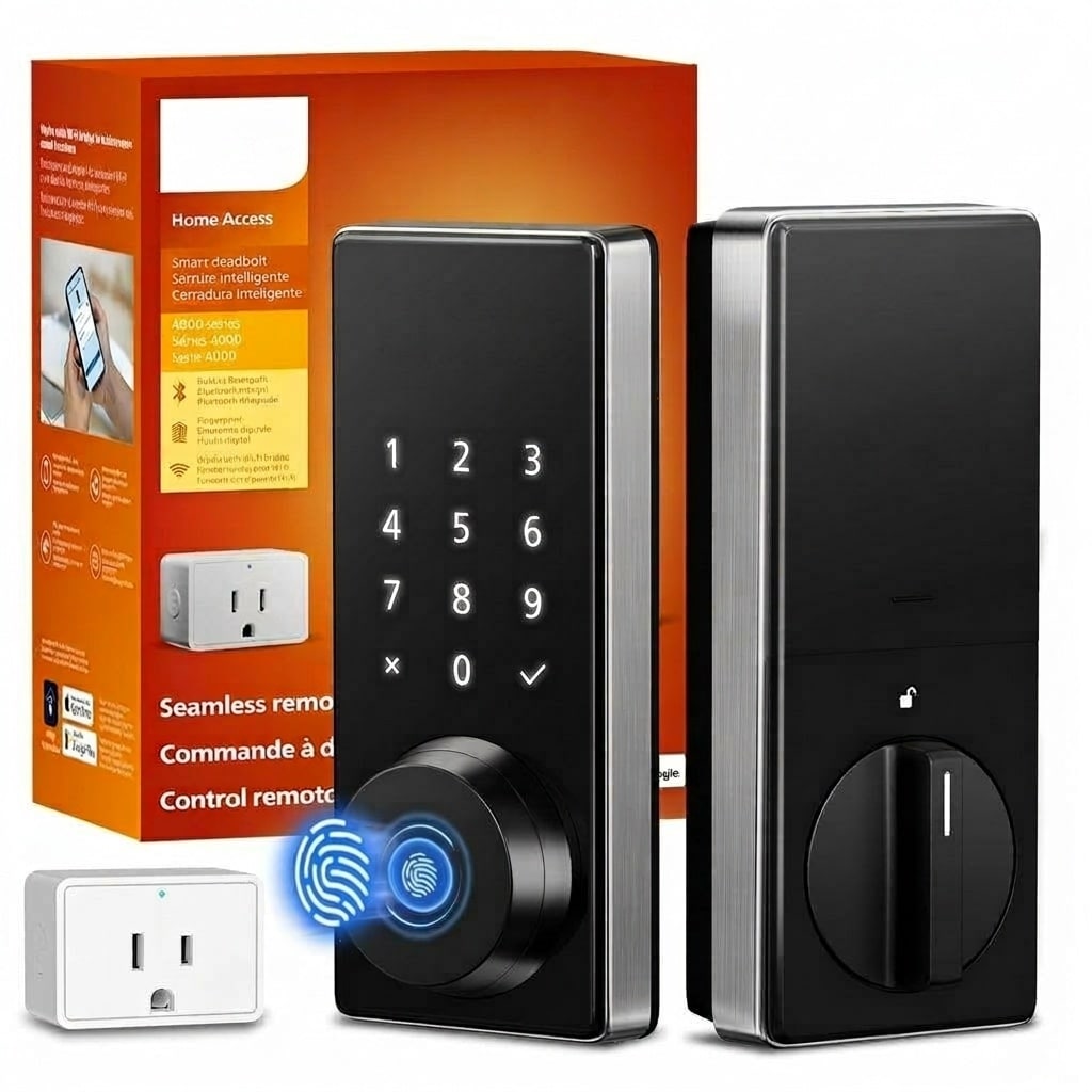 Phyfalip  Wi-Fi Smart Door Lock 1 Piece Keyless Entry Deadbolt with App Control Fingerprint ID Auto Lock Keypad for Doors 1-3/8 to 2 Inch Satin Nickel