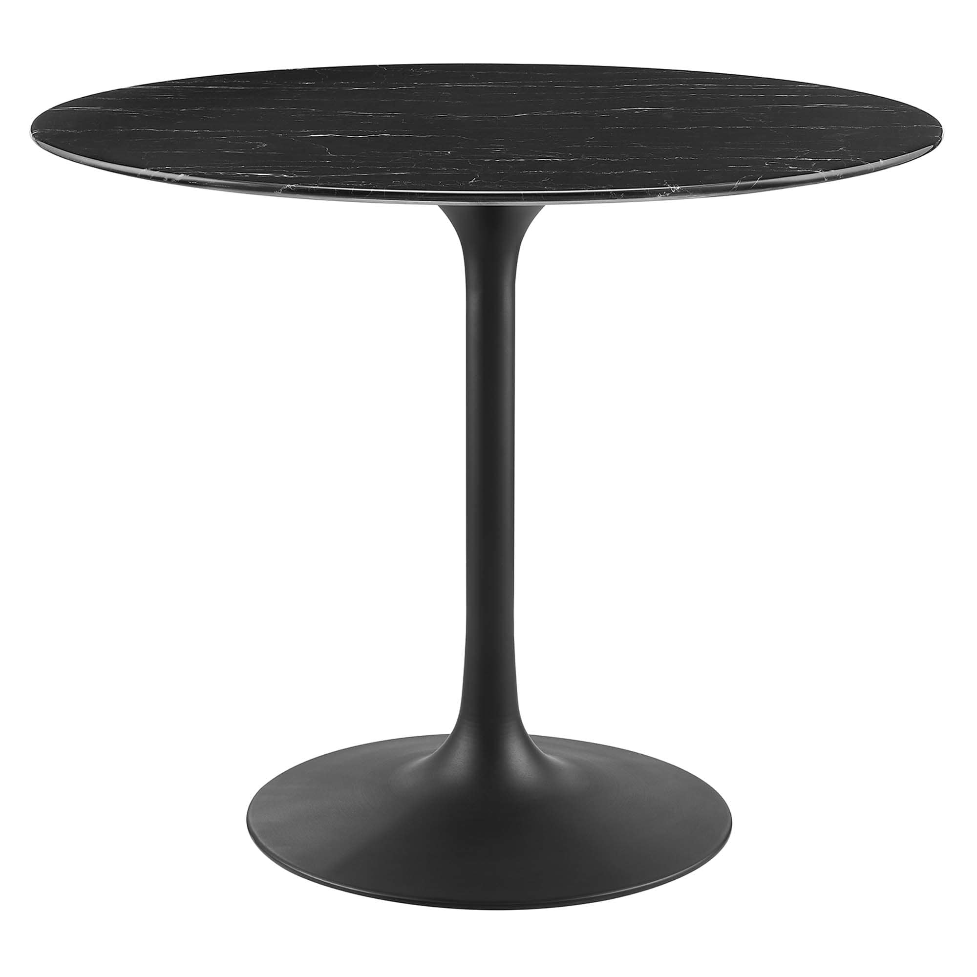 Modway EEI-4868-BLK-BLK Lippa 36 Inch  Round Faux Marble Dining Table in Black Black