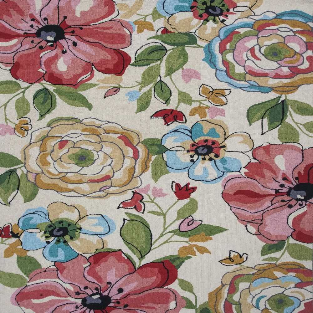 HomeRoots 353946 Bernadette 3 X 5 (ft) Rag Beige Indoor Floral/Botanical Area Rug