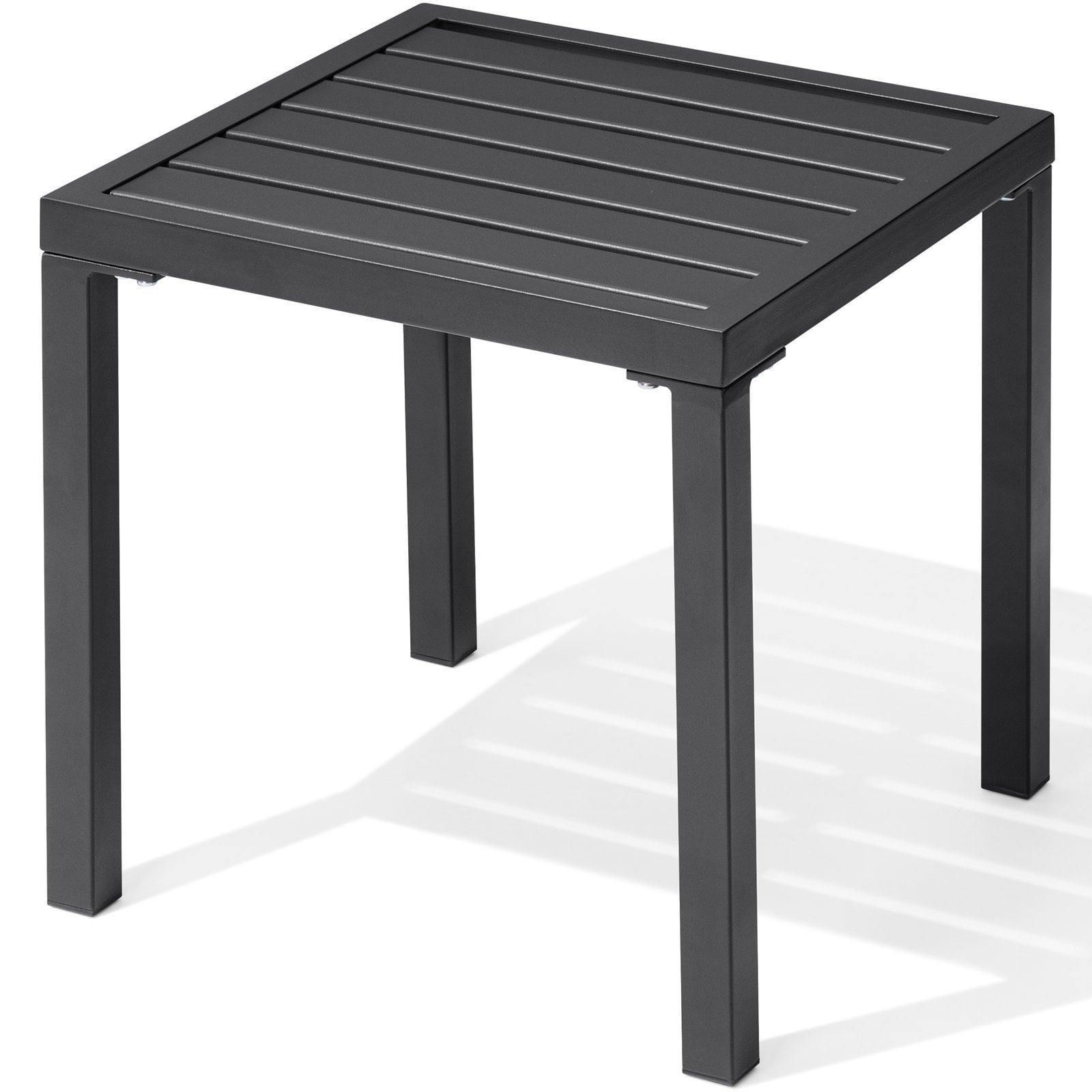 Crestlive Products CL-TB060BLK-1 16-in Steel Patio Side Square Outdoor End Table 15.7-in W x 15.7-in L