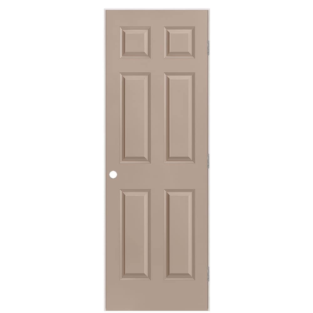 Masonite 1317368 28-in x 80-in Sandpiper Solid core 6-panel Right hand Smooth Prefinished Molded composite Flat Jamb Single Prehung Interior Door