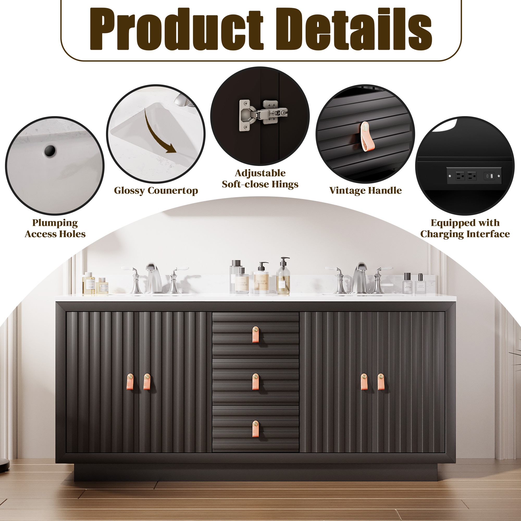 JEAREY YSG-72-WD Bath-Vanity-Combo - View #5