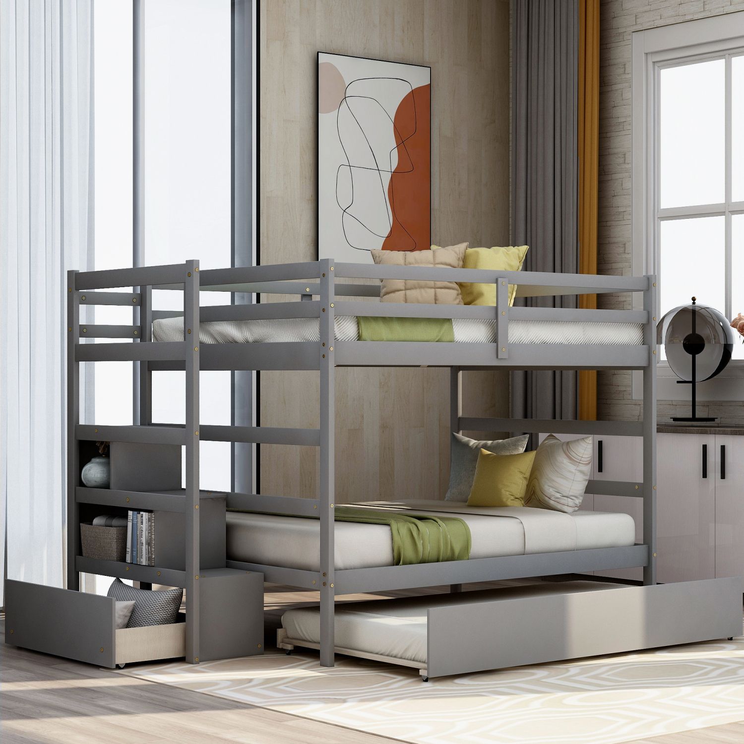 JASMODER LT000033AAE Gray Full Composite Platform Bed