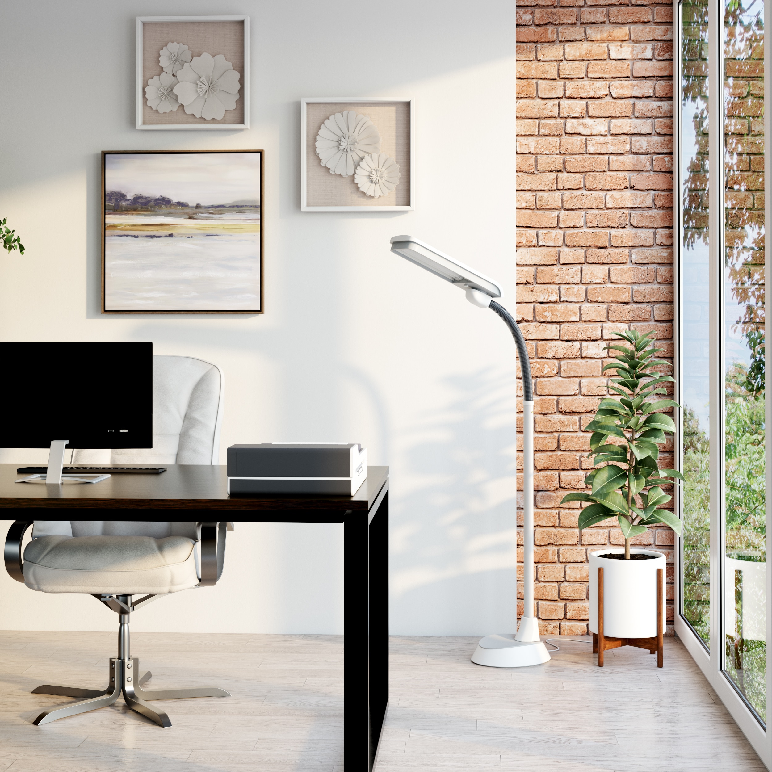 Elegant 67'' Adjustable White and Grey LED Floor Lamp