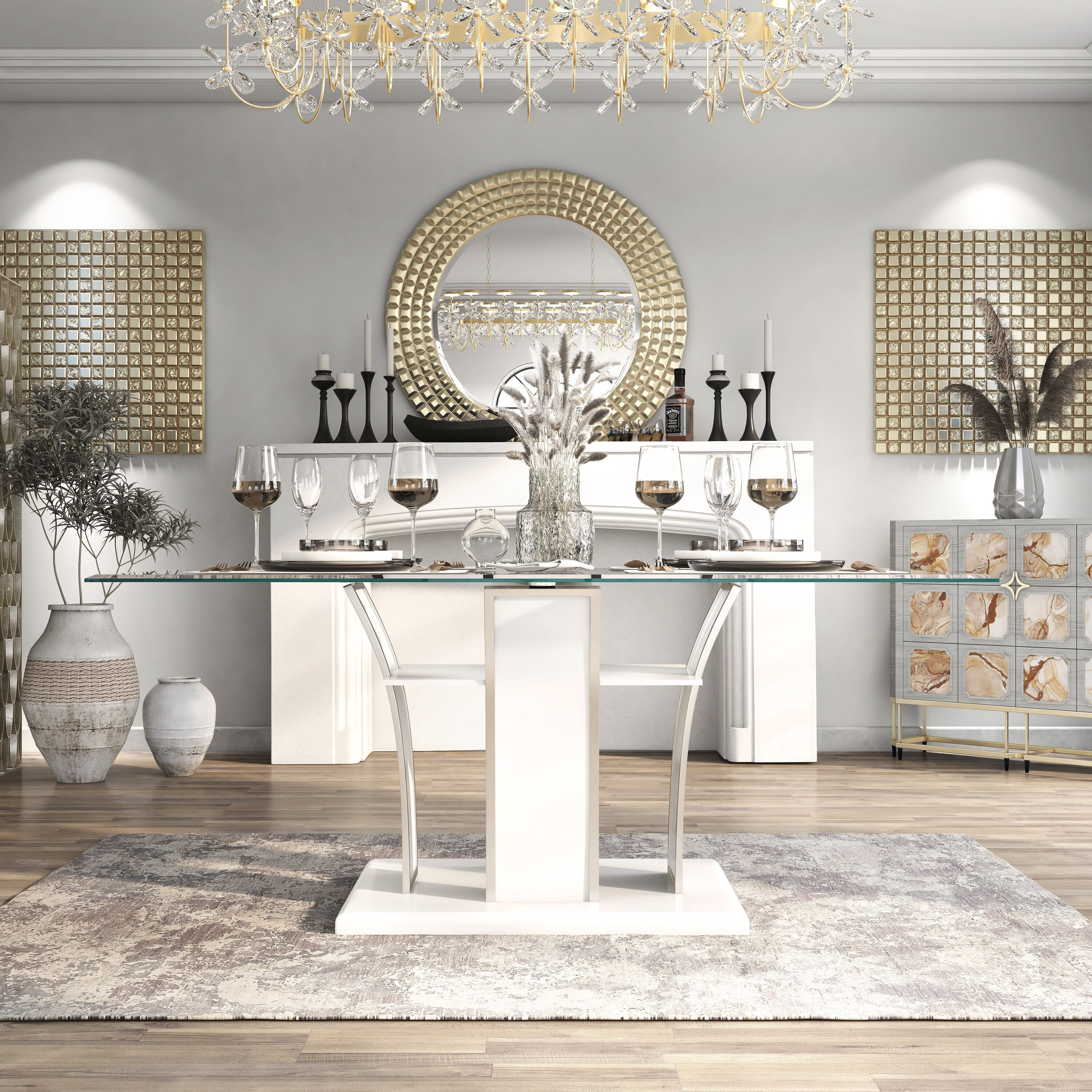 Furniture of America IDF-8372WH-T-7PC Dining-Sets - View #8