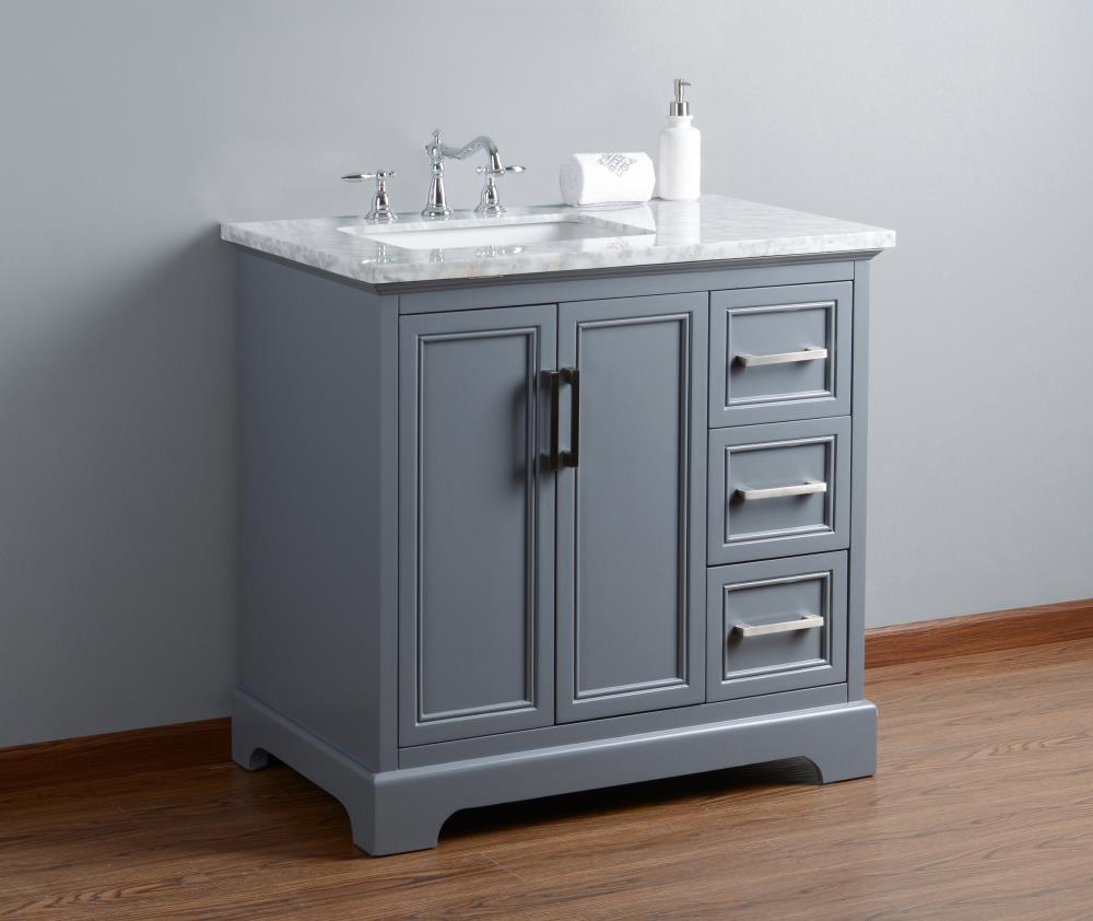 Stufurhome 36-in Gray Undermount Single Sink Bathroom Vanity with ...