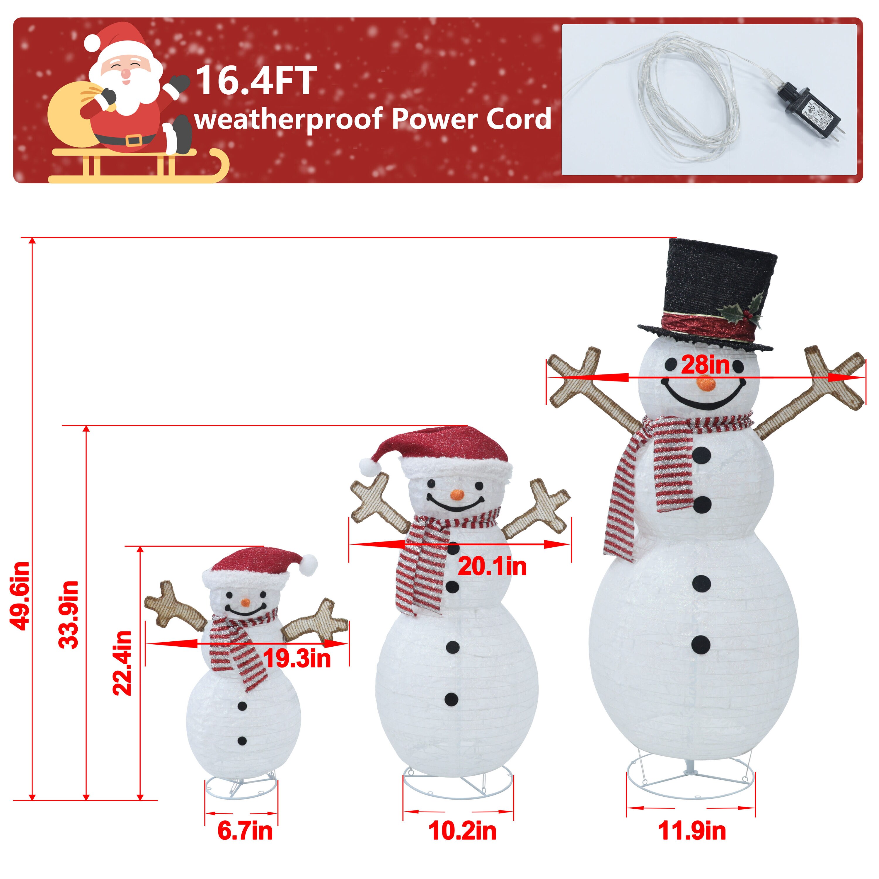 VEIKOUS 49.6-in Snowman Free Standing Decoration with Clear LED Lights ...