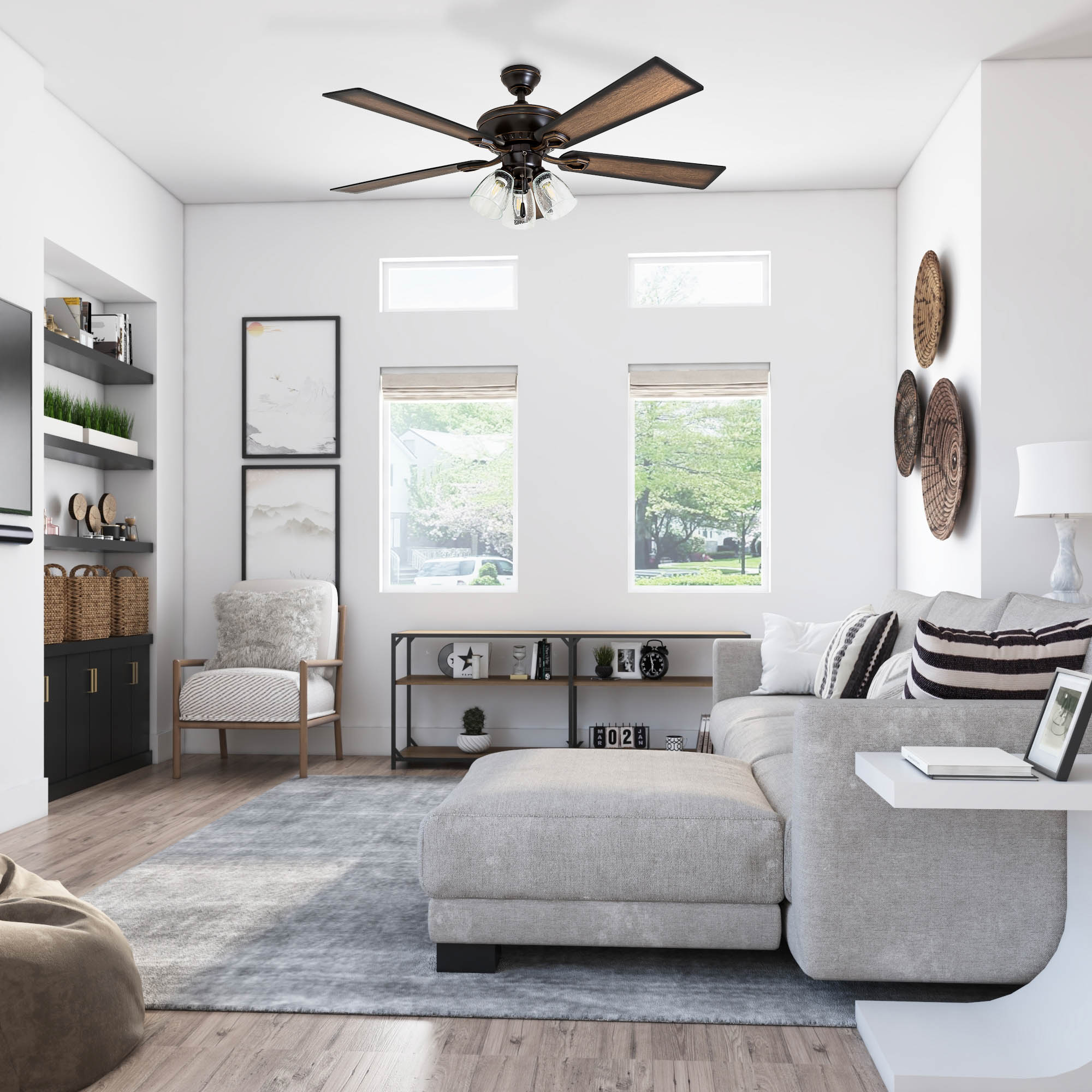 Whitaker Point 52-Inch Oil Rubbed Bronze Ceiling Fan with Driftwood Blades and LED Light