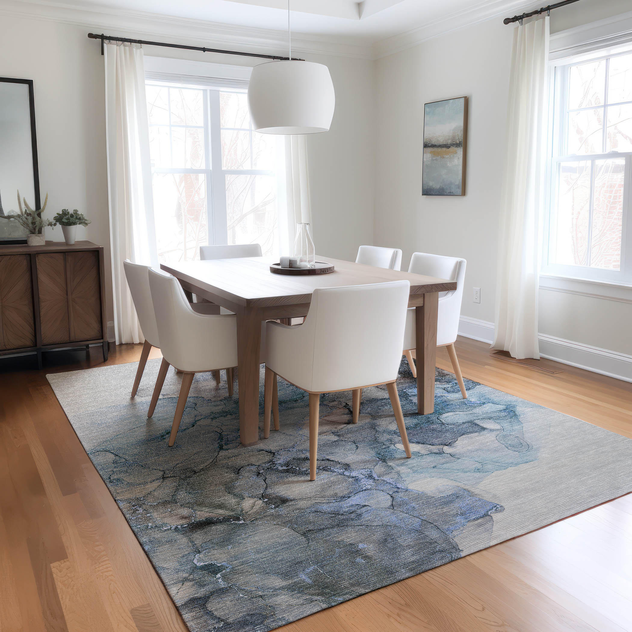 Addison Rugs ACN520BU10X14 Chantille ACN520BU 10 x 14 (ft) Polyester Blue Rectangular Indoor/Outdoor Abstract Machine washable Area rug
