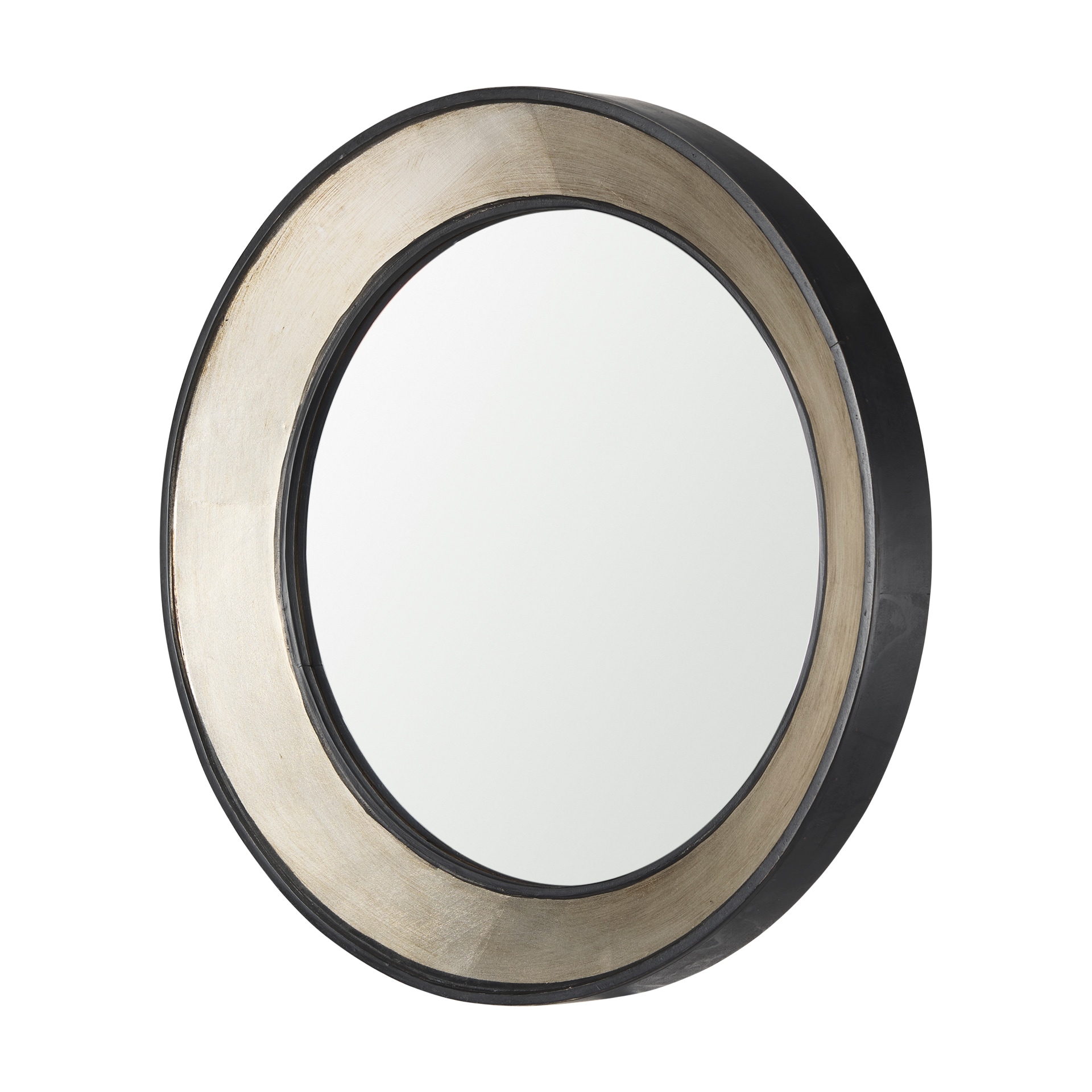 Mercana 37198 Ovallas series 21.8504-Inches W x 2.3622-Inches H Round Champagne wood Framed Wall Mirror