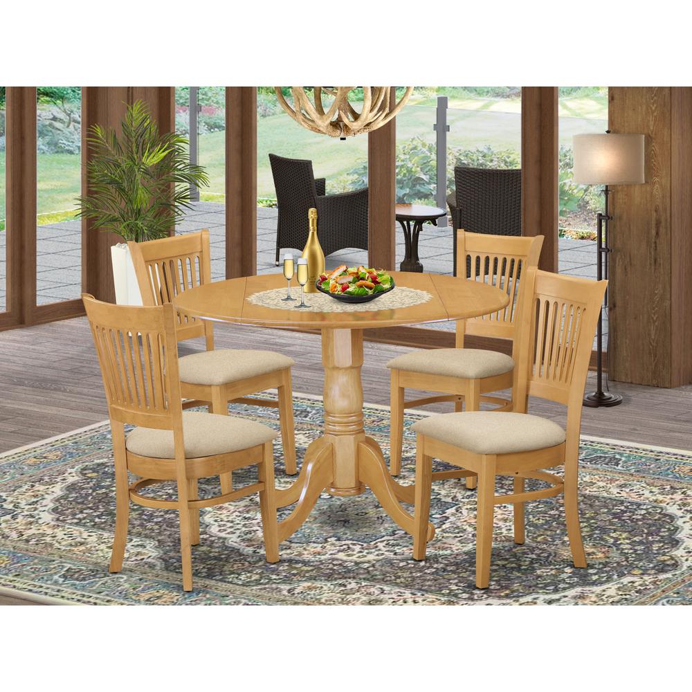 East West Furniture DLVA5-OAK-C Dining-Sets - View #2