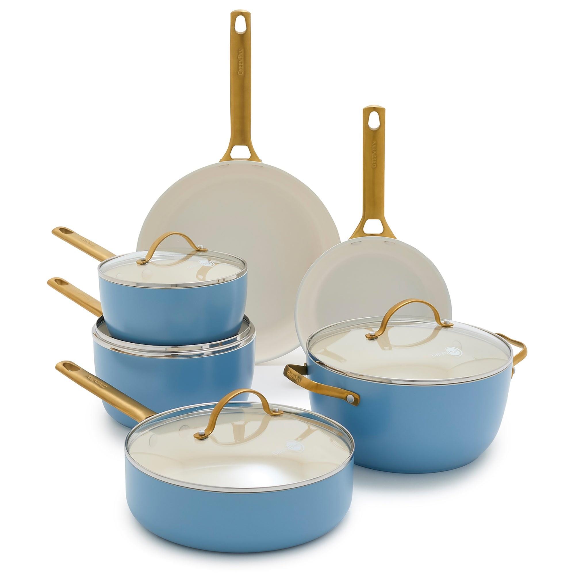 Greenpan CC007721-001 Reserve Ceramic Nonstick 10pc Cookware Set 11-Inches Ceramic Cookware set with Lid
