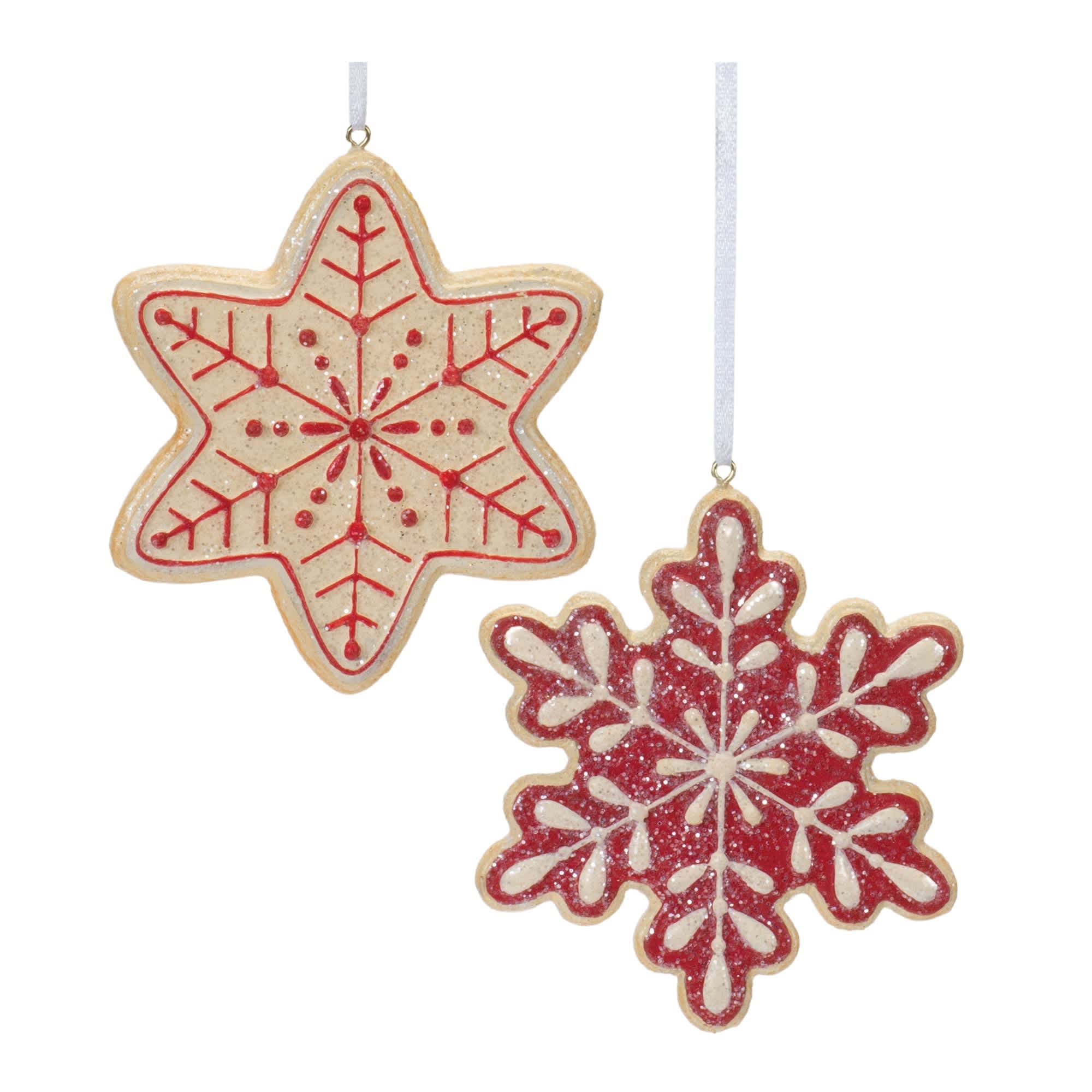 Melrose International 86157DS Gingerbread Snowflake Ornament (2 Asst) 4H Resin