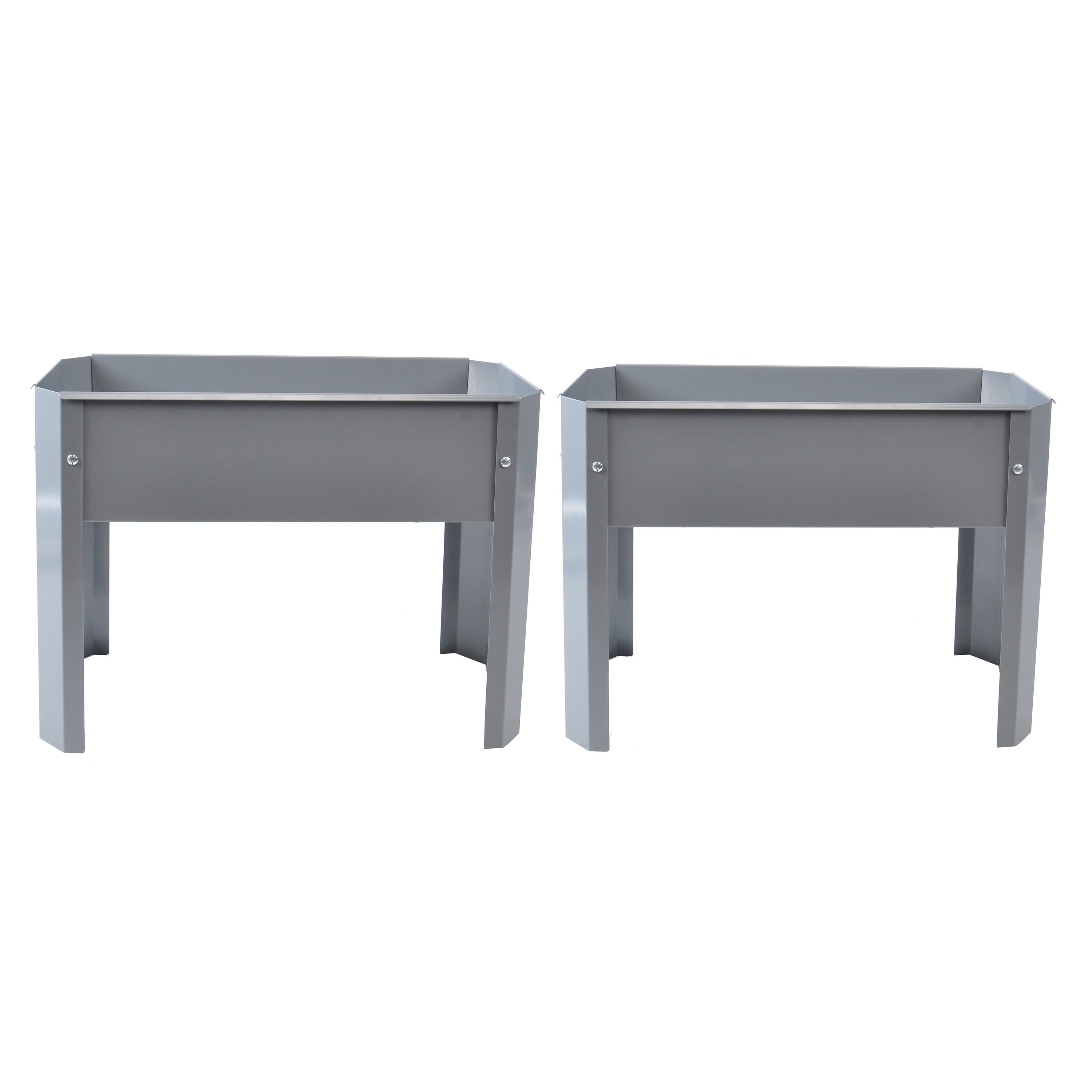 AHIOU HOME ZAAHG-83103GB 10.5-in W x 24-in L x 17.5-in H Gray Metal Raised Planter Box