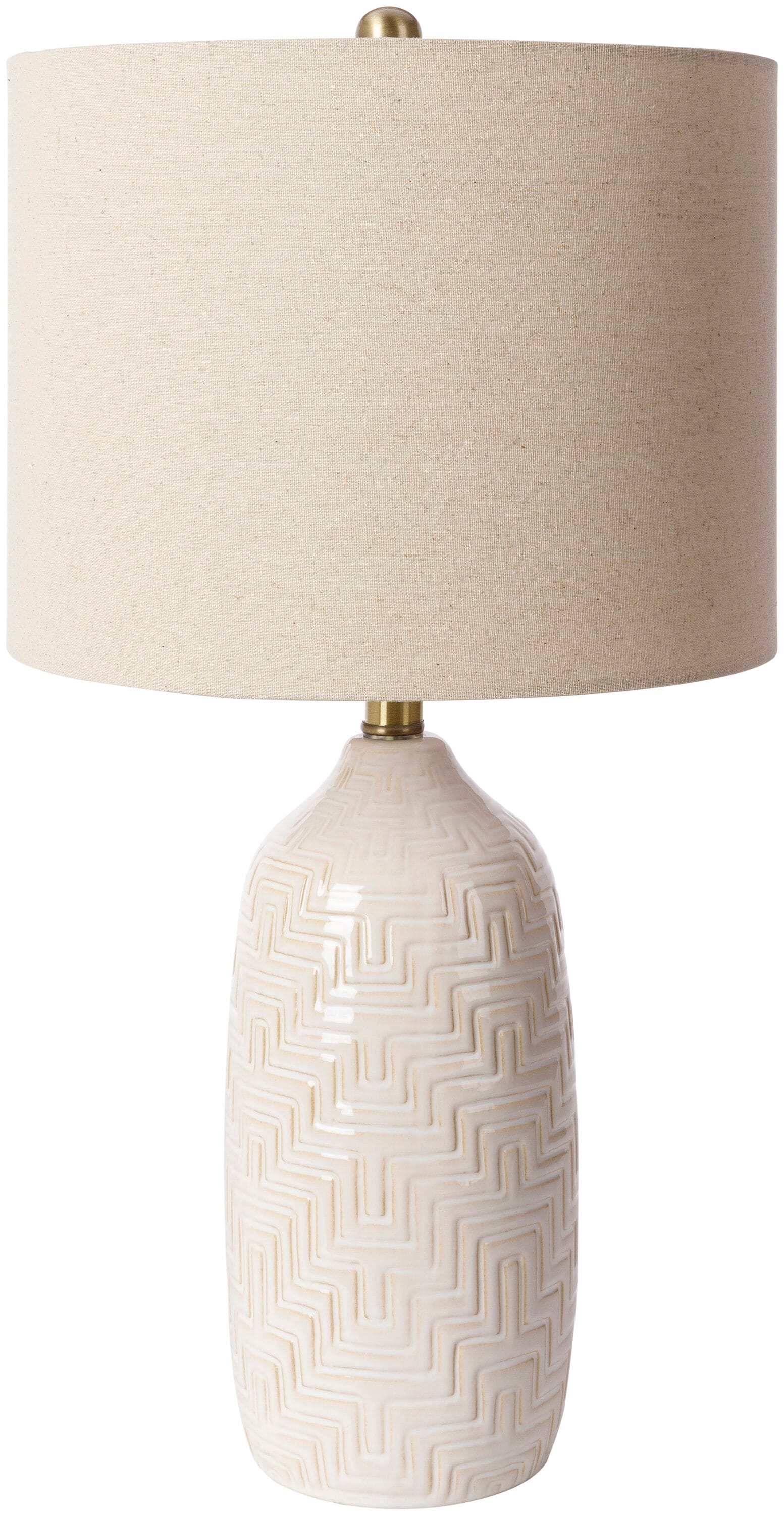 Livabliss Corinth 25-in Wheat/White On/Off switch Table Lamp with Linen Shade
