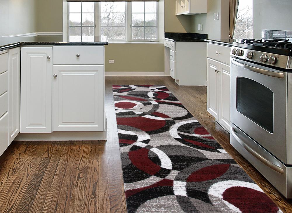 World Rug Gallery 105 RED 2X8 Florence 2 x 7 (ft) Loomed Polypropylene Red Rectangular Indoor Abstract Mid-Century Modern Runner rug