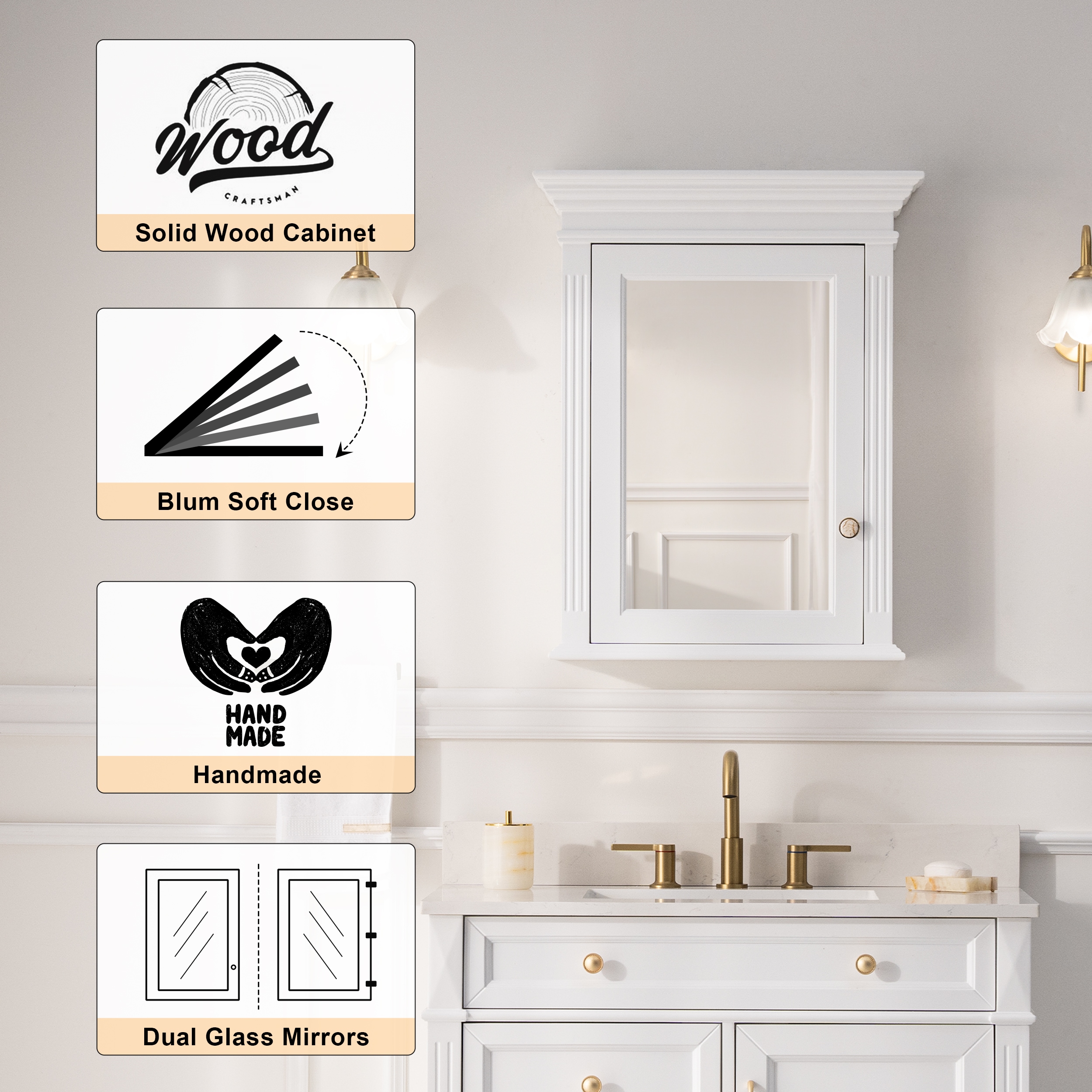 WELLFOR G2430MCL-WT Bathroom-Medicine-Cabinets - View #4