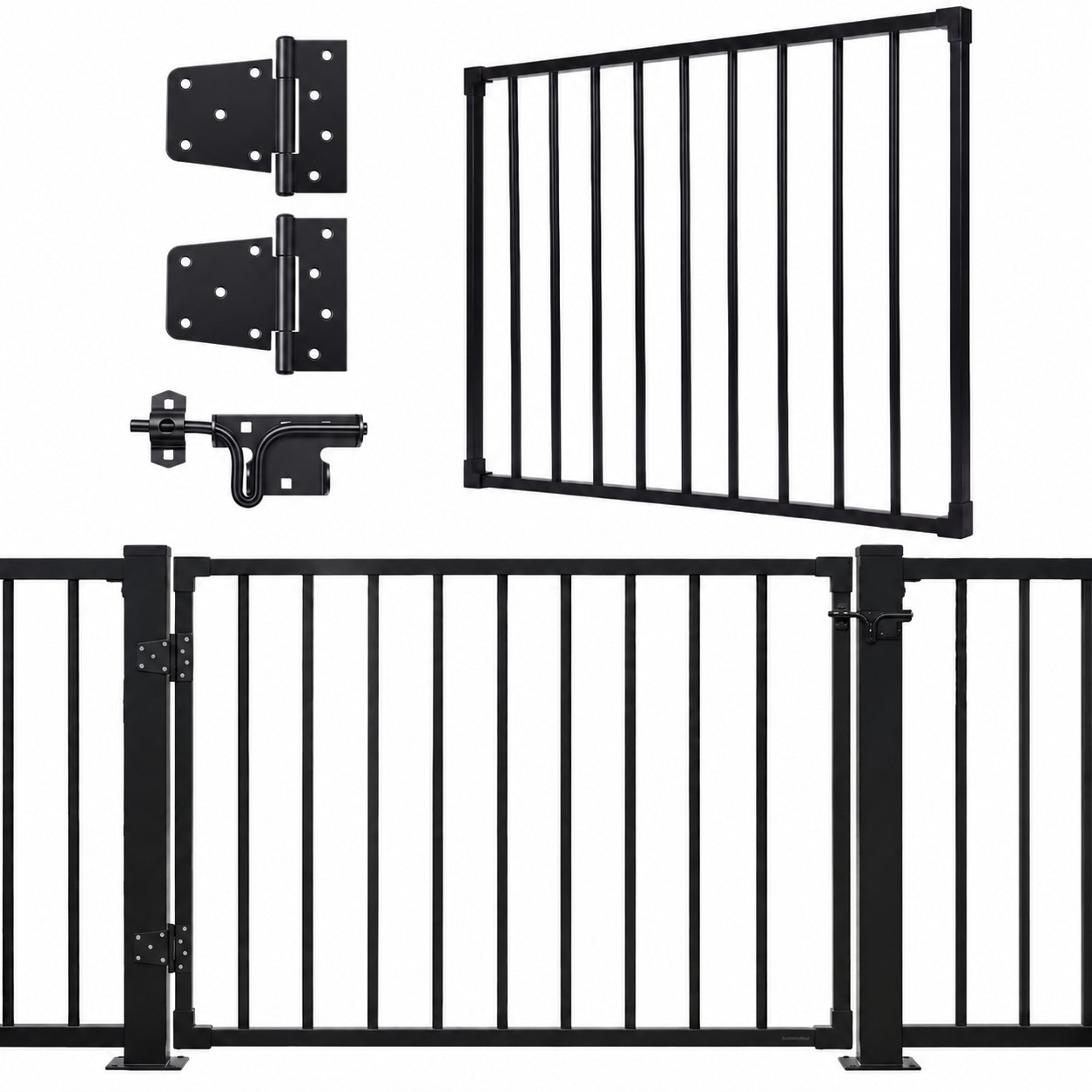 Aoibox  48 in W x 32 5 in H Outdoor Metal Gate with Heavy Duty Steel Hinges and Sliding Latch