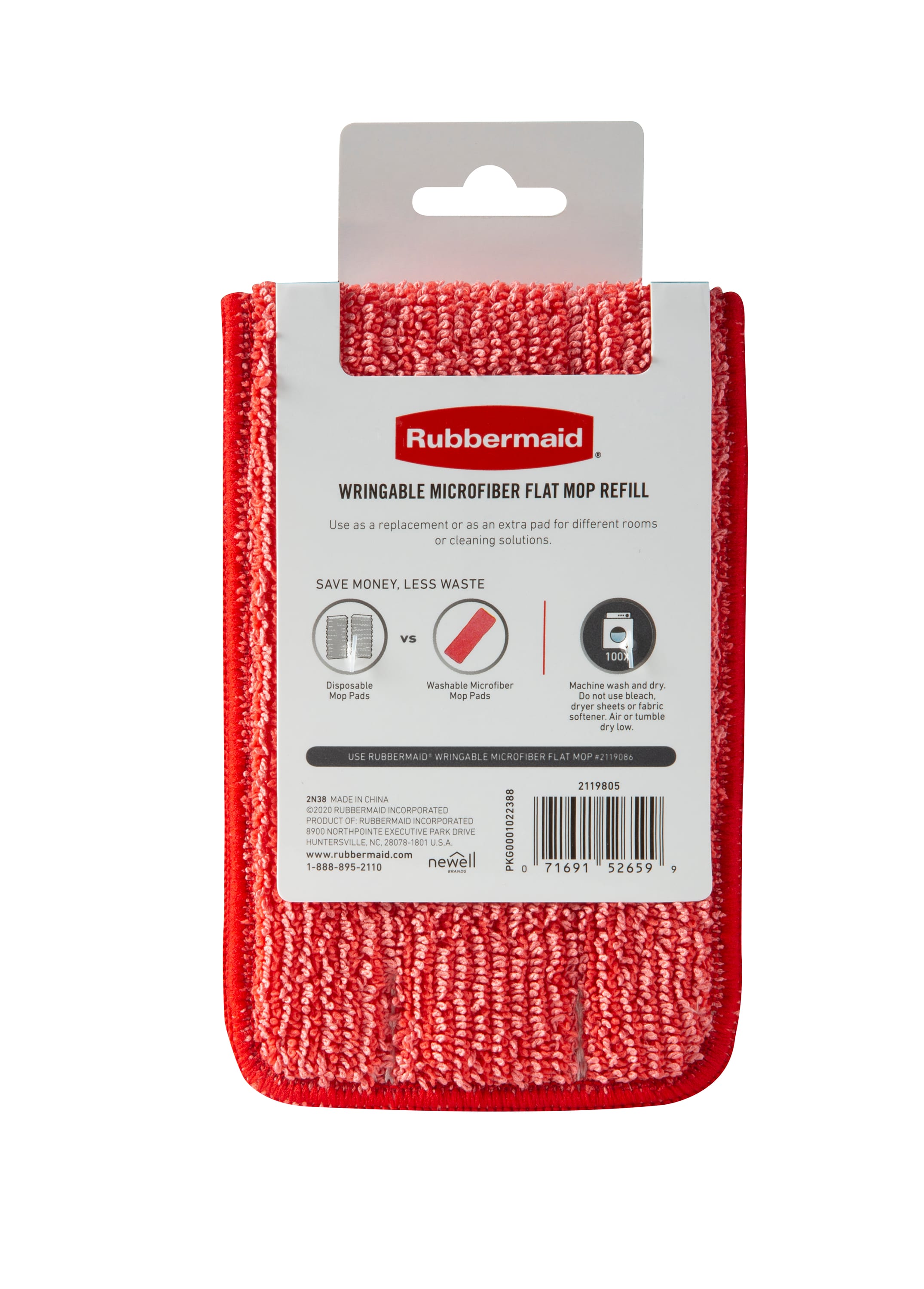  Rubbermaid Wringable Flat Mop Microfiber Refill : Health &  Household