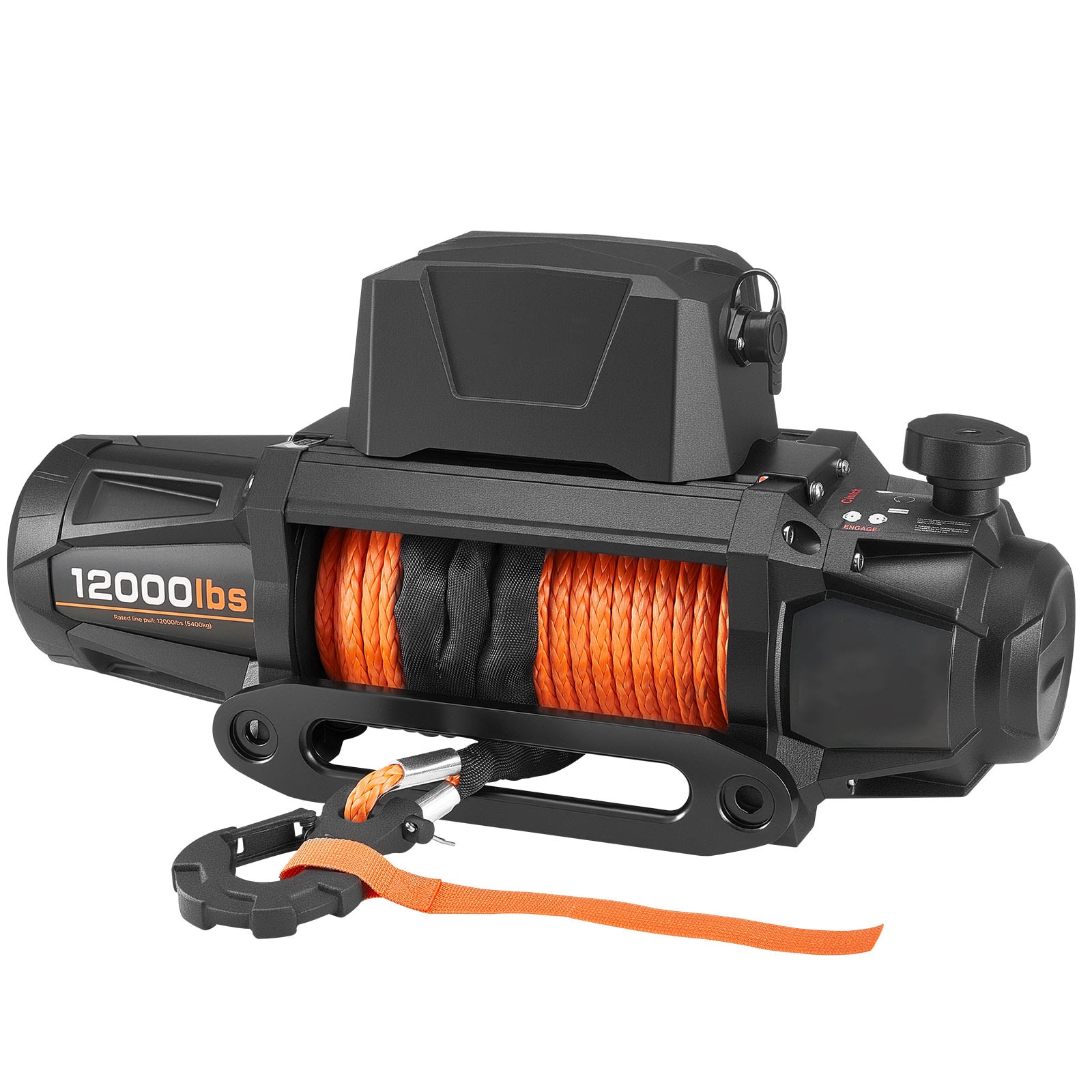GIVIMO 12000-lb Electric Winch 12V DC Truck Winch with 3/8-in x 92-ft Synthetic Rope Wireless and Wired Remote Control IP67 Waterproof for Towing Off-Road SUV Jeep Trailer Boat