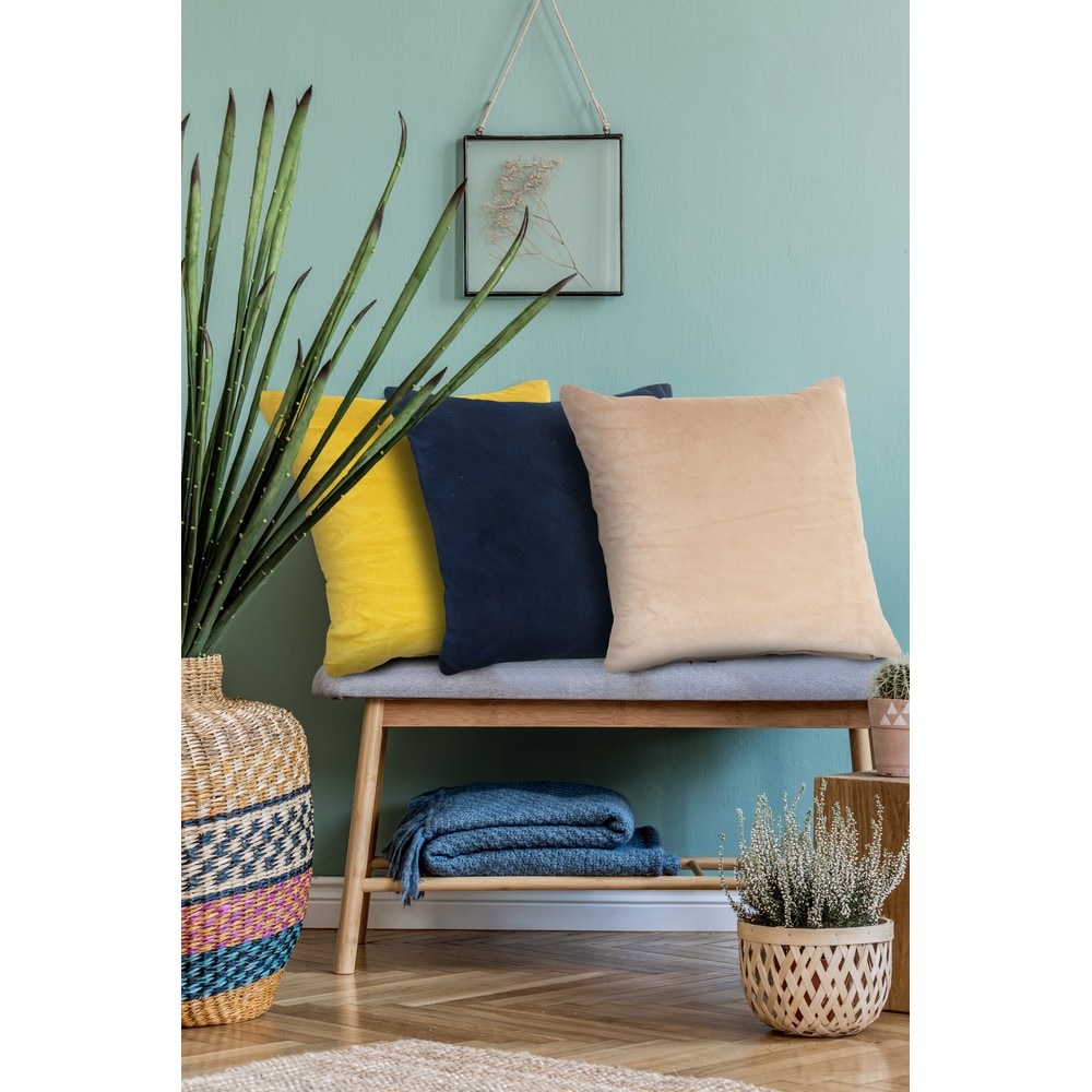 Pine Green Velvet Cotton 20" Square Throw Pillow