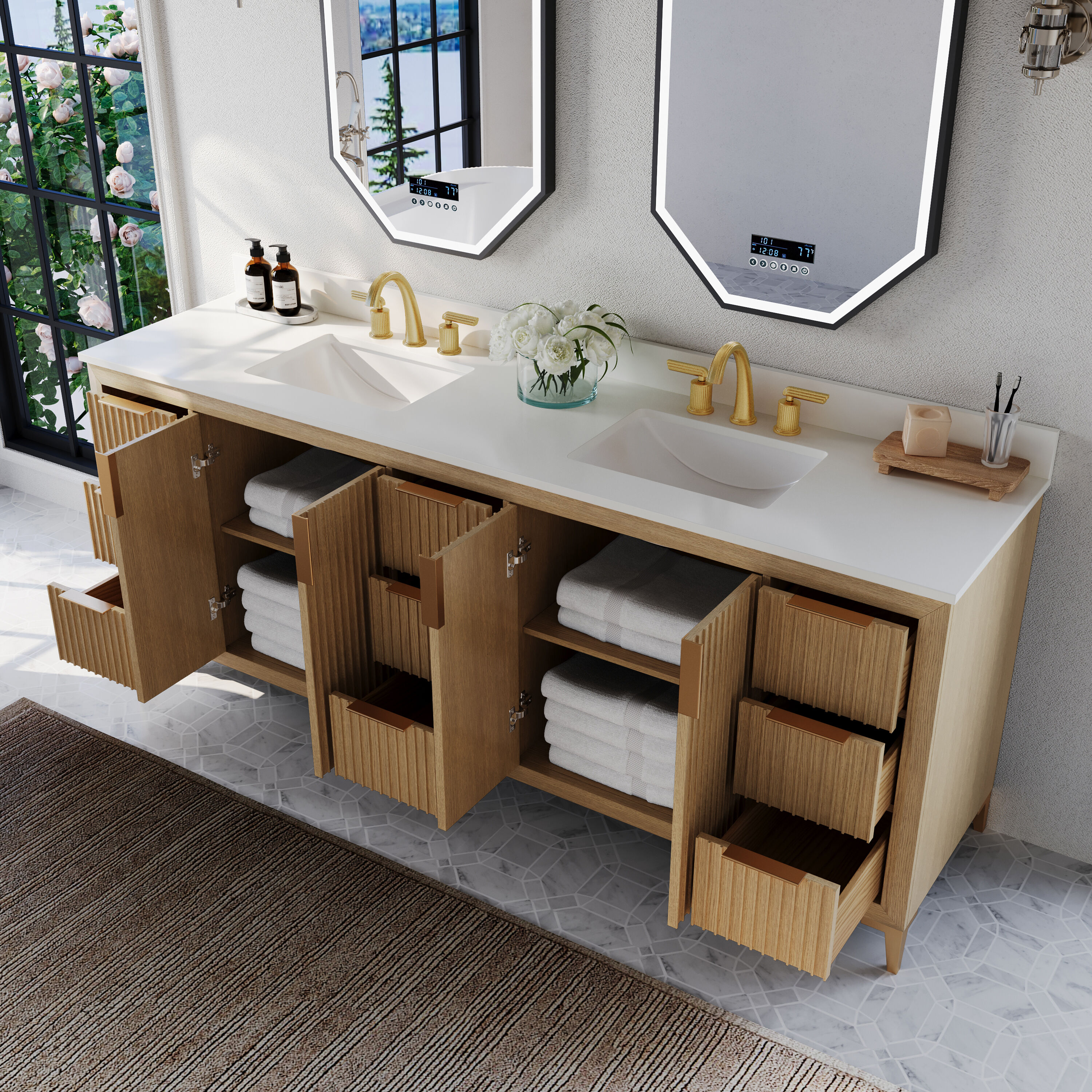 Ancerre Designs VTSTURLINGTON84OAKWQ Bath-Vanity-Combo - View #5