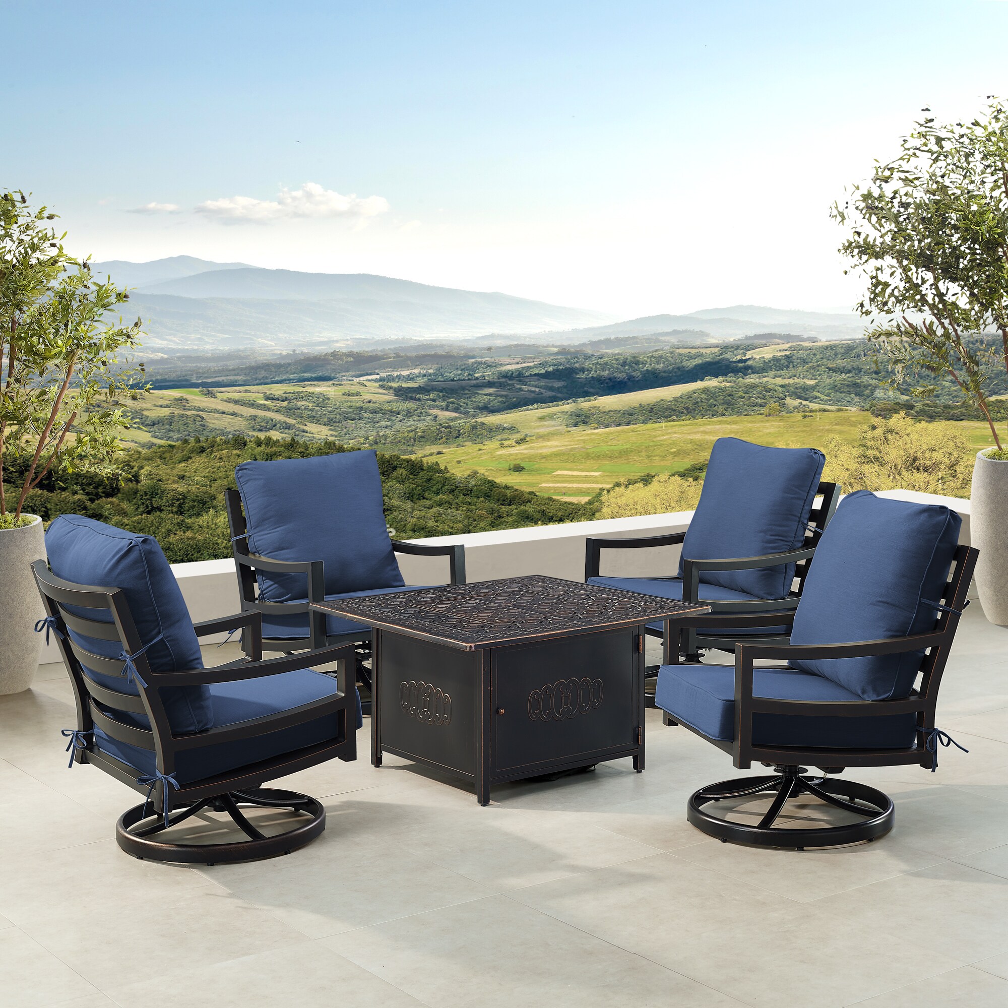 Oakland Living HUDSON4CHRONINBLCU Patio-Conversation-Sets - View #3