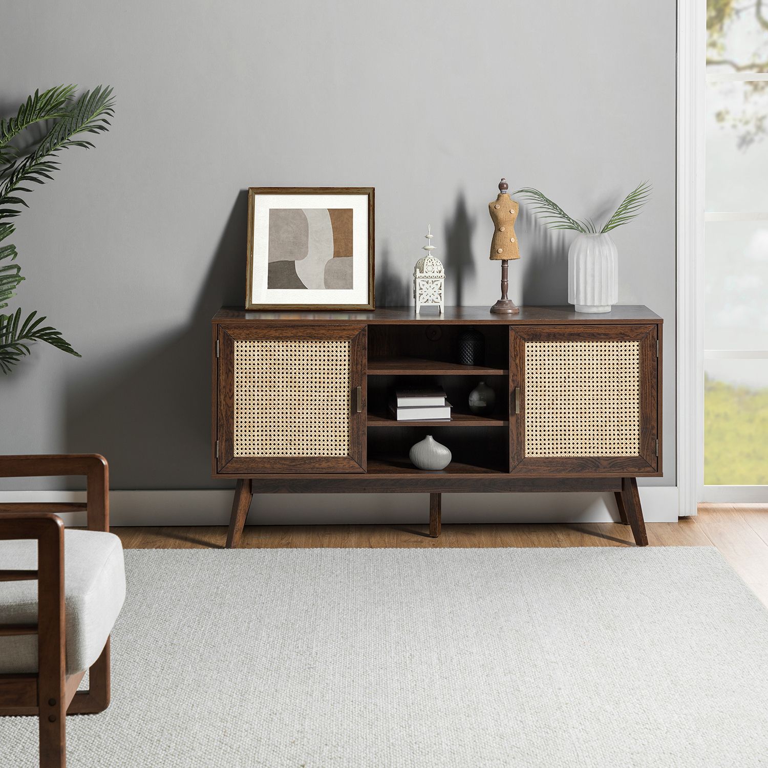 JASMODER W113756380 Walnut Contemporary/Modern Dining Room Set with Rectangular Table (Seats 4)