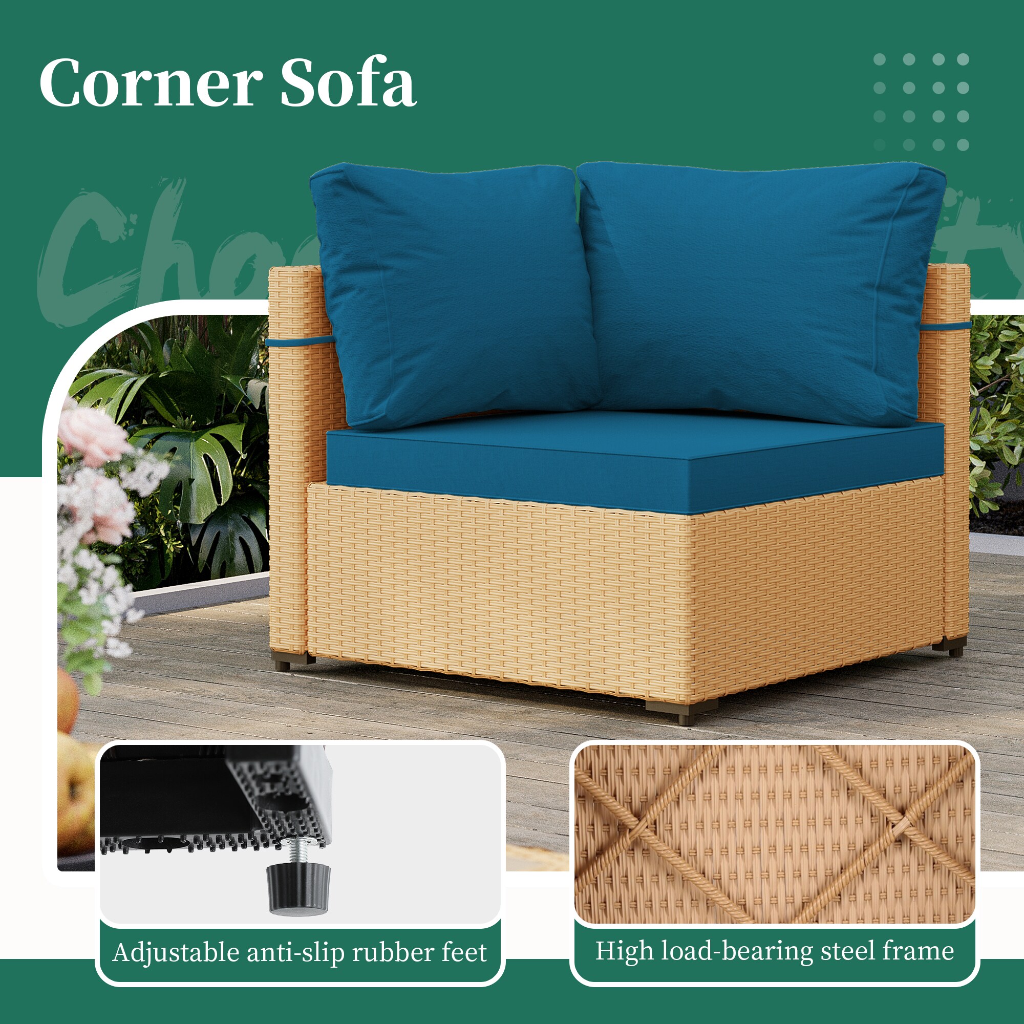 UPHA TBBE-ABC28SYMB-DLBLU Patio-Conversation-Sets - View #7