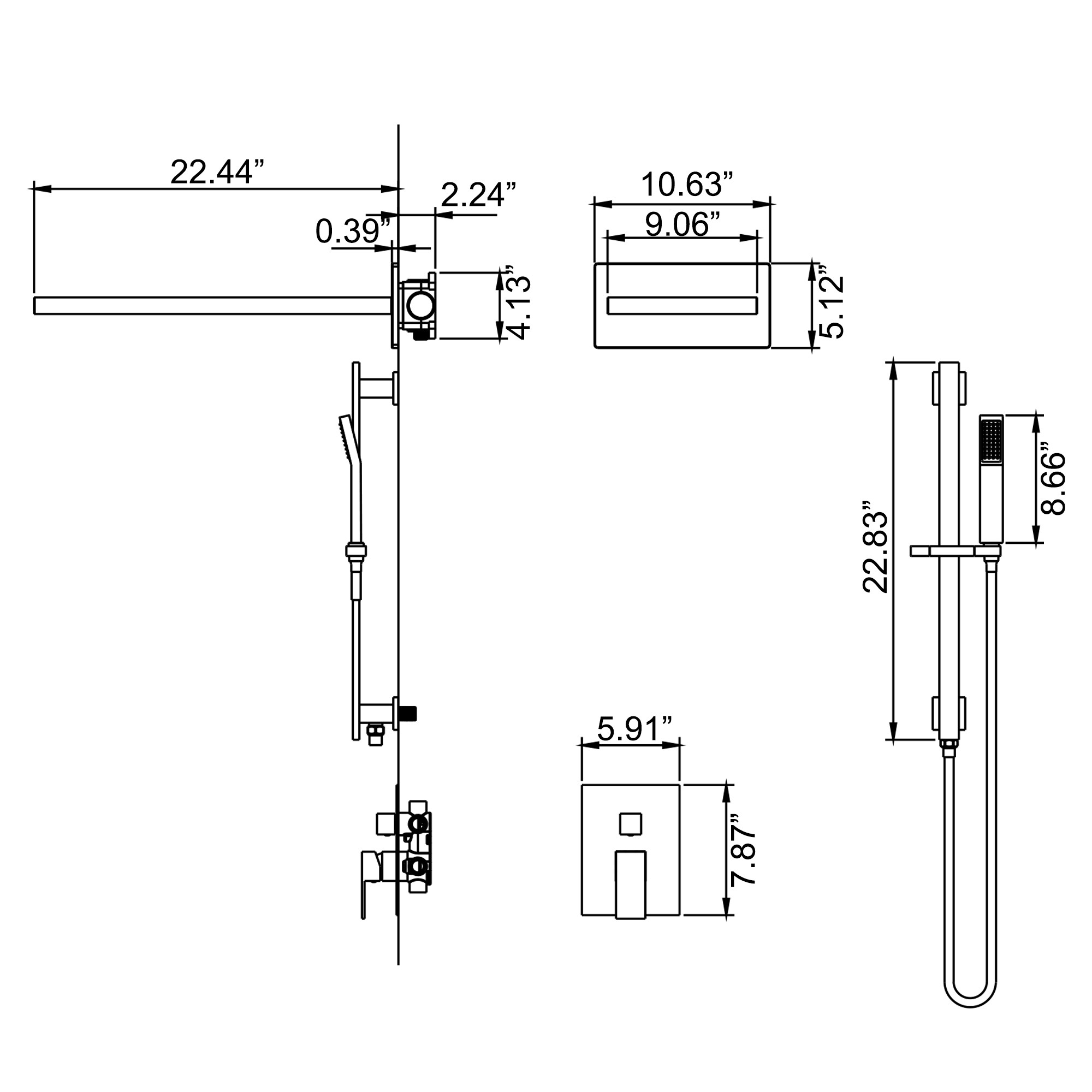 WELLFOR WB-1080 Showerhead-Bar-Panels - View #6