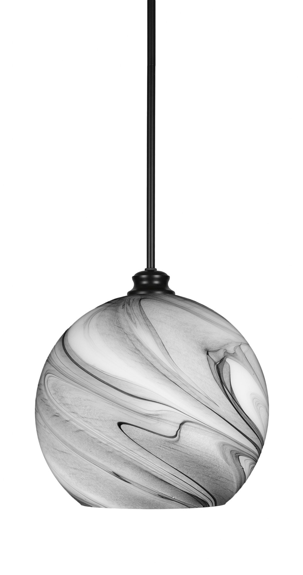 Toltec Kimbro - 1 Light Stem Hung Pendant with Hang Straight Swivel-15.5 Inches Tall and 13.75 Inches Wide-Matte Black Finish-O