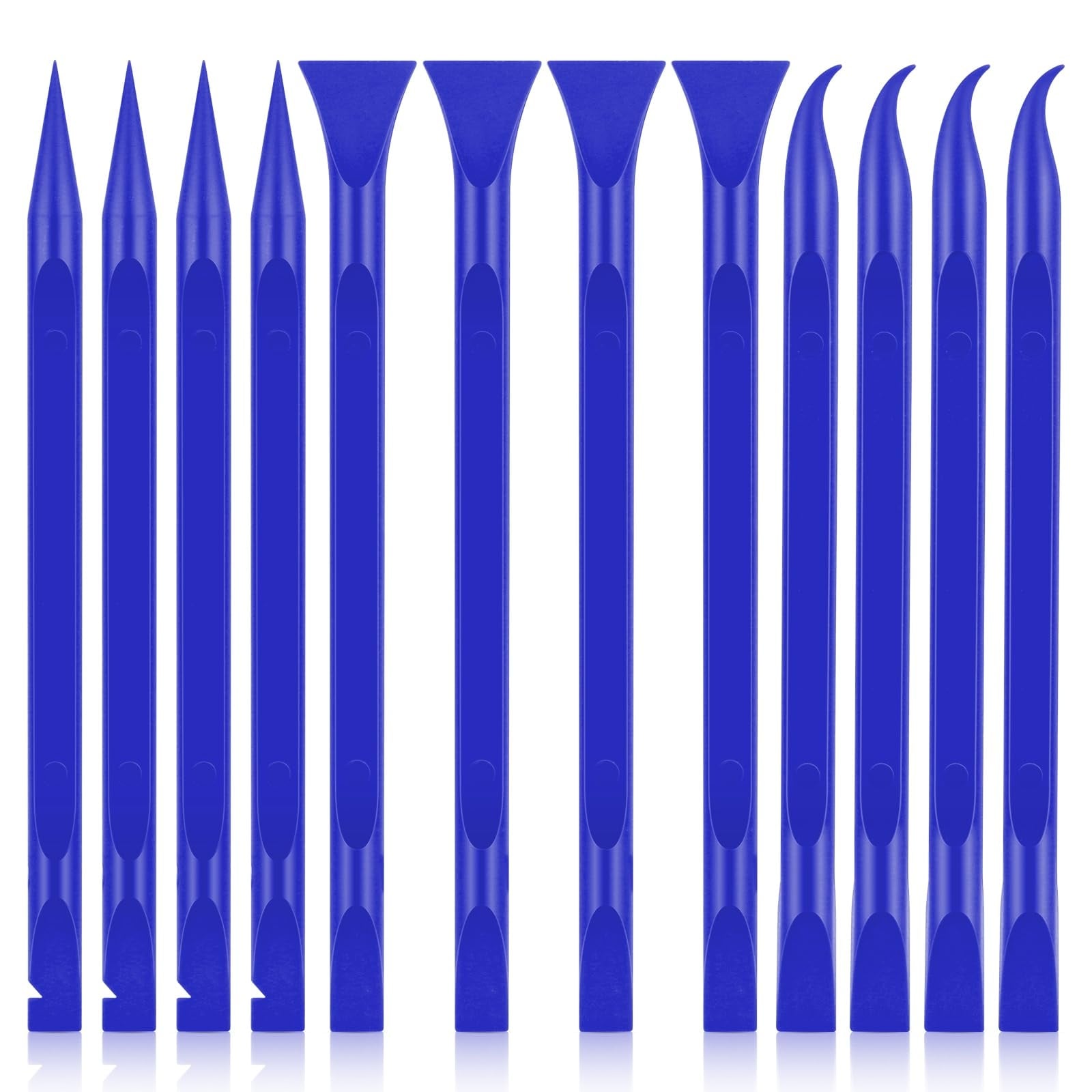 Phyfalip  12 pcs carbon fiber plastic scraper tool non scratch pen shaped for car cleaning kitchen crevices stains label removal reusable multi